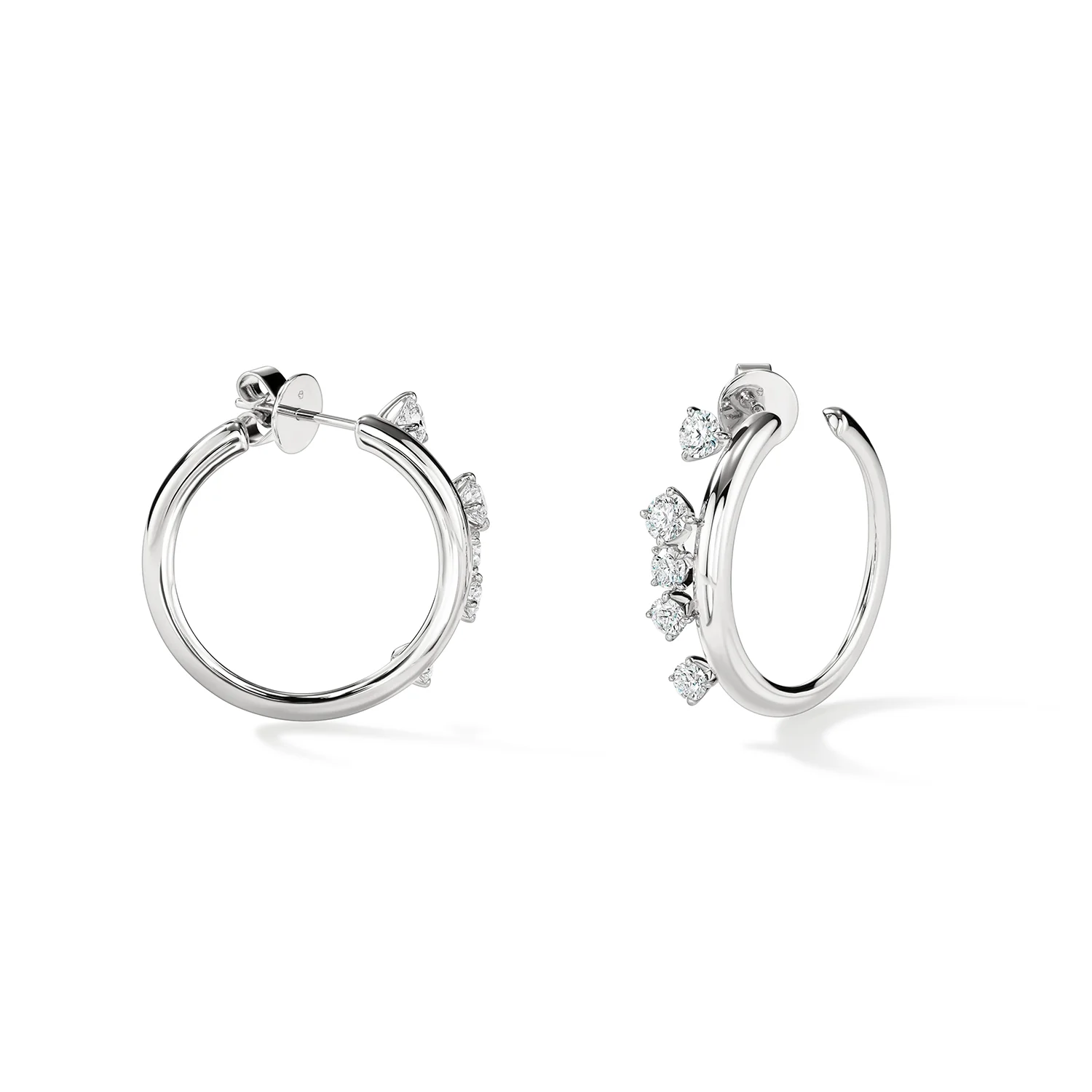 Hearts On Fire 18K Barre Floating Diamond Hoop Earrings - Small - Image 2