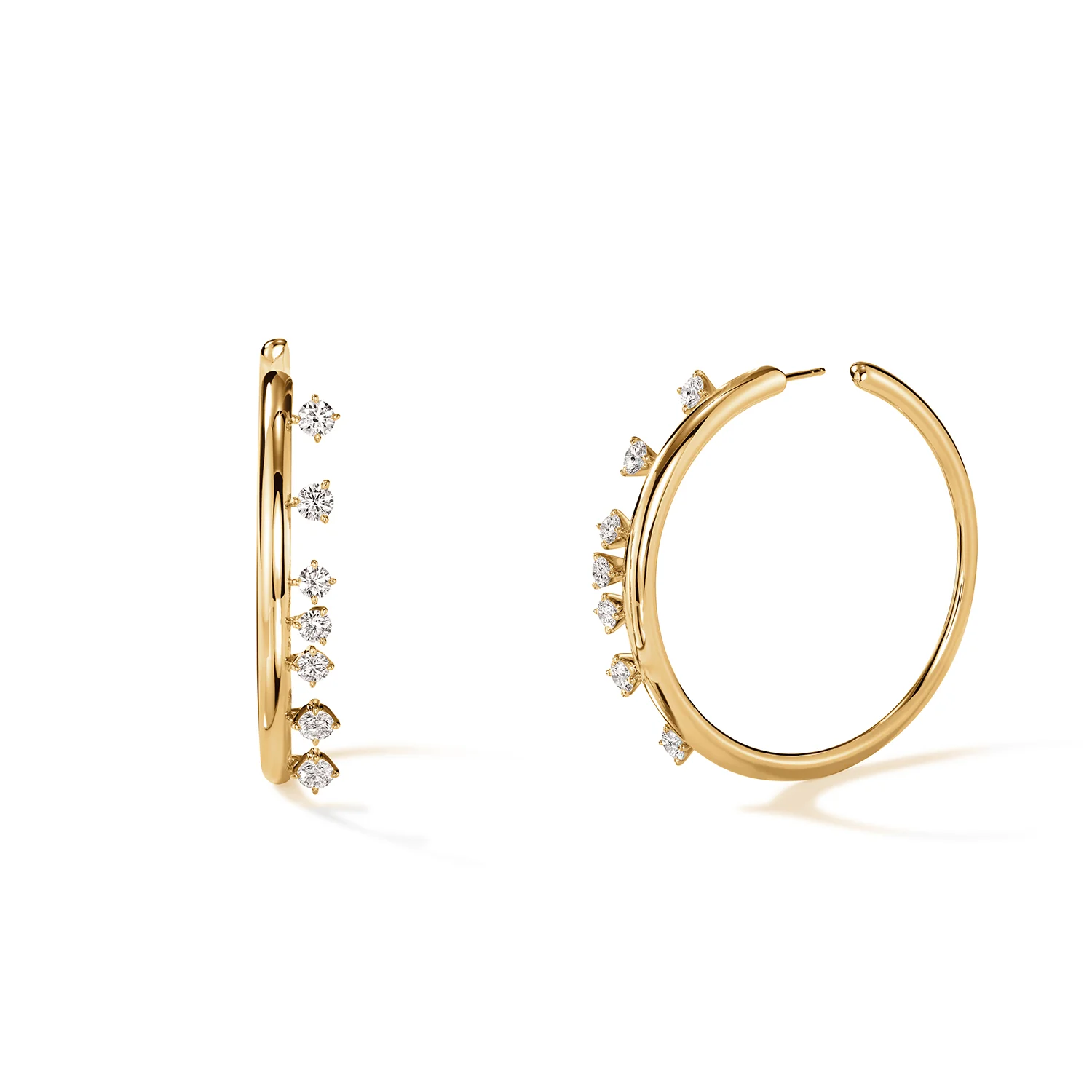 Hearts On Fire 18K Barre Floating Diamond Hoop Earrings - Medium