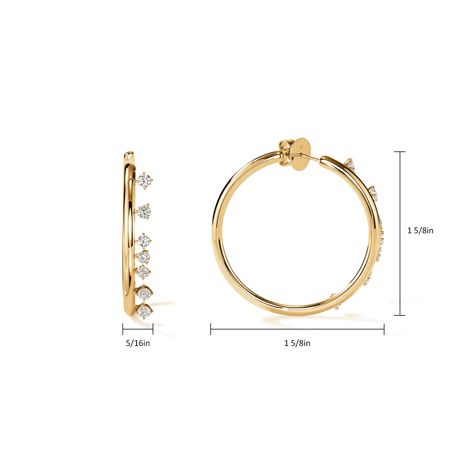 Hearts On Fire 18K Barre Floating Diamond Hoop Earrings - Medium - Image 4