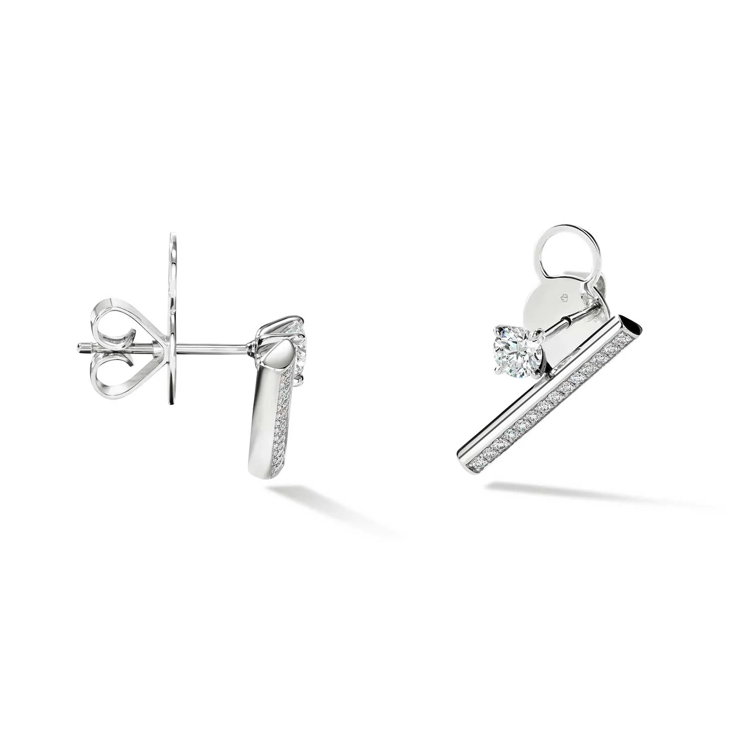 Hearts On Fire 18K Barre Floating Single Diamond Pavé Climber Earrings - Image 2