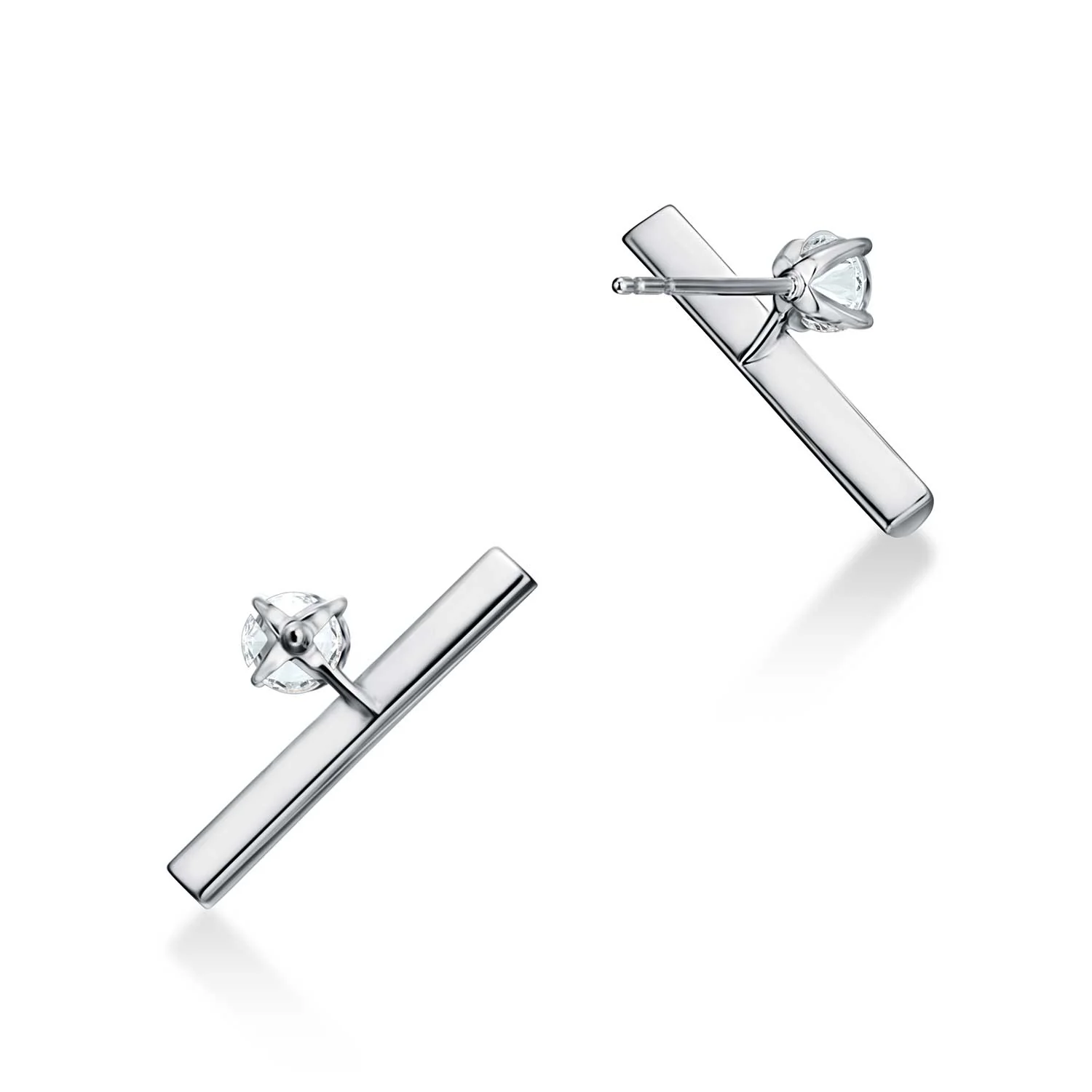 Hearts On Fire 18K Barre Floating Single Diamond Pavé Climber Earrings - Image 3