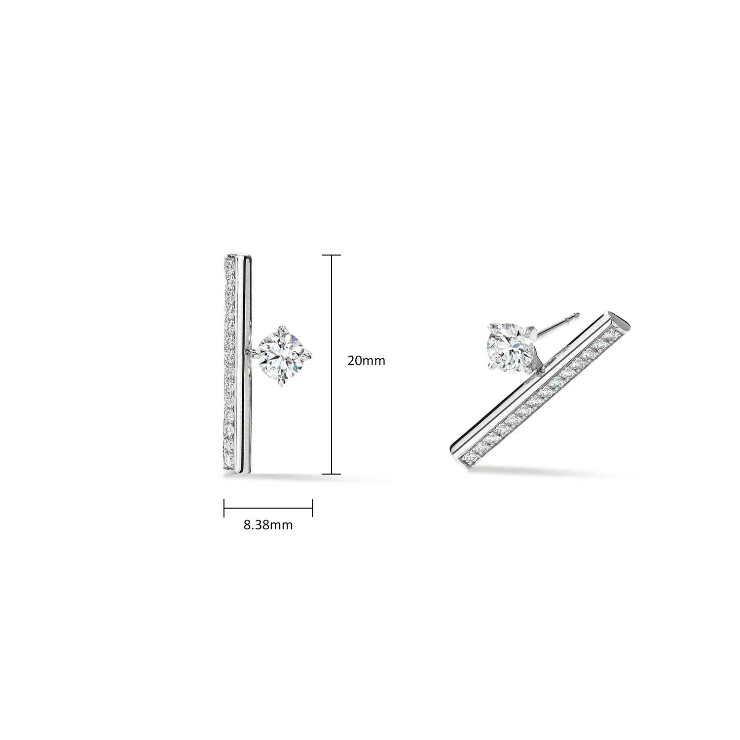 Hearts On Fire 18K Barre Floating Single Diamond Pavé Climber Earrings - Image 5