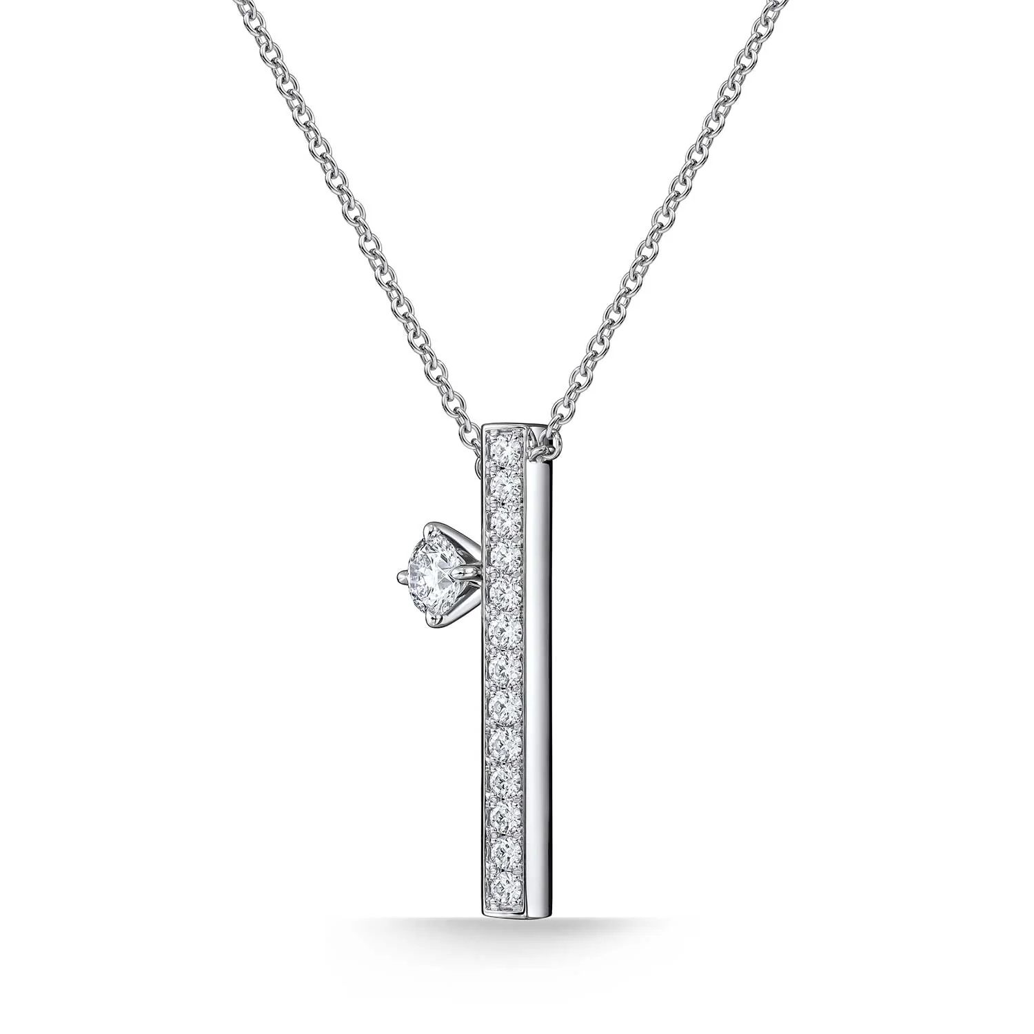 Hearts On Fire 18K Barre Floating Single Diamond Pavé Pendant - Image 2