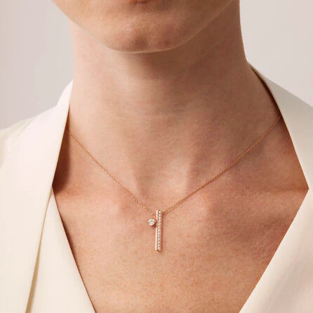 Hearts On Fire 18K Barre Floating Single Diamond Pavé Pendant - Image 5