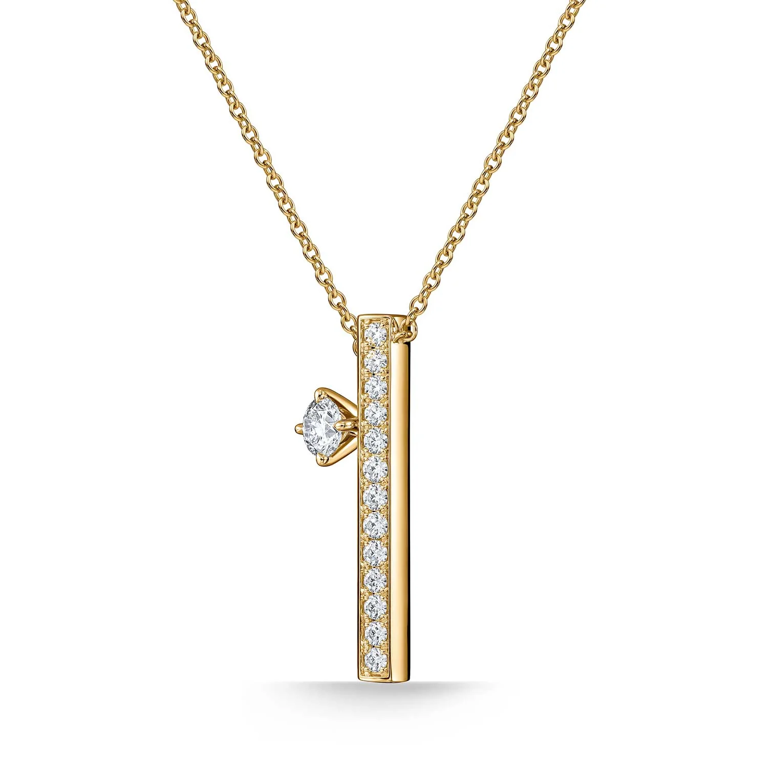 Hearts On Fire 18K Barre Floating Single Diamond Pavé Pendant - Image 2