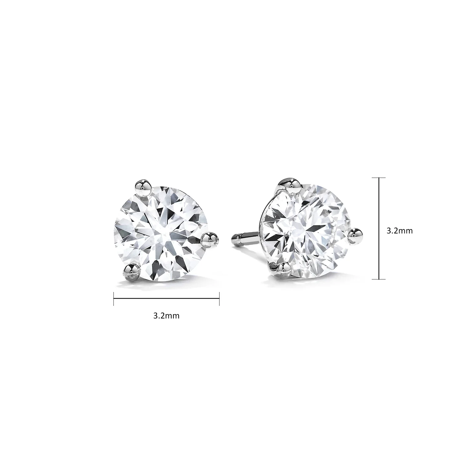 Hearts On Fire 18K 3 Prong Diamond Stud Earrings - 0.25ctw - Image 4