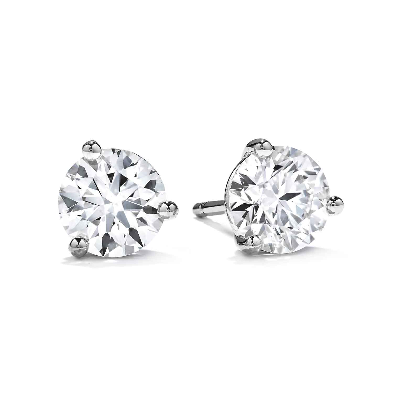 Hearts On Fire 18K 3 Prong Diamond Stud Earrings - 2.00ctw