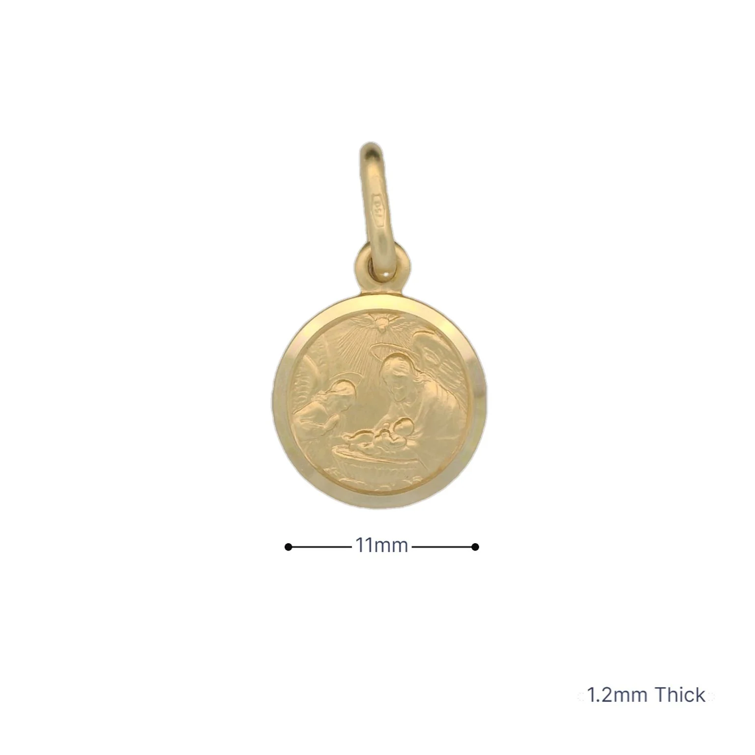 Italian 18K Coined Baptism Medal - 11MM - Image 3