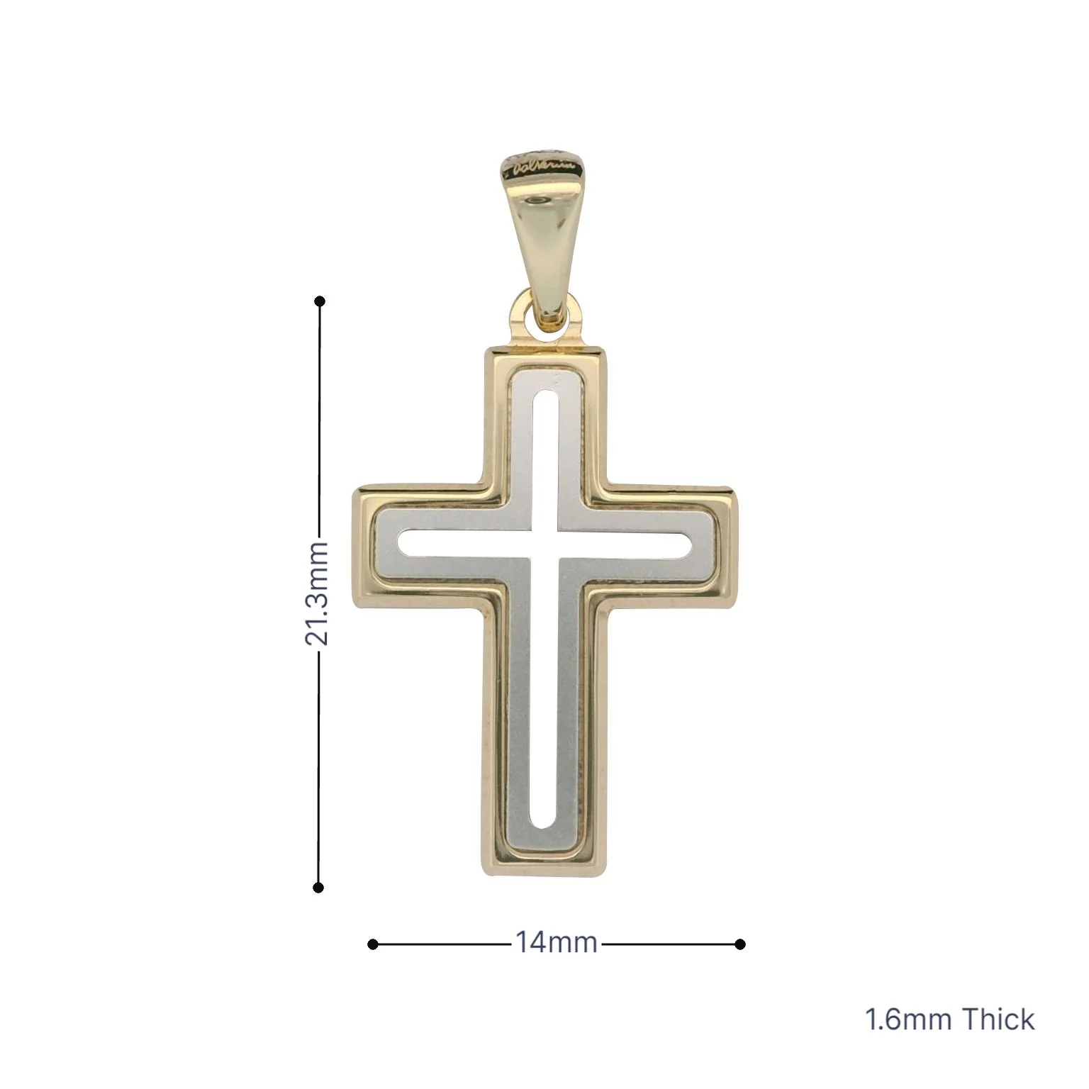 Italian 18K Two-Tone Modular Cross Pendant - Small - Image 3
