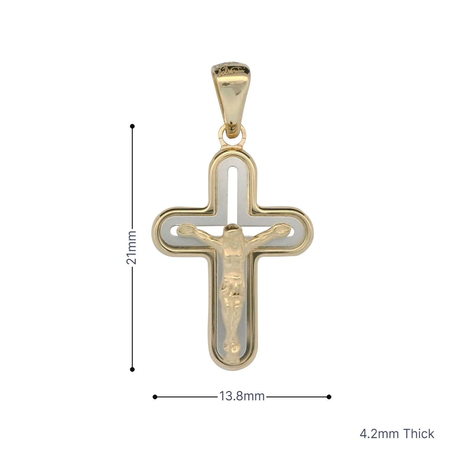 Italian 18K Two-Tone Modular Crucifix Pendant - Image 3
