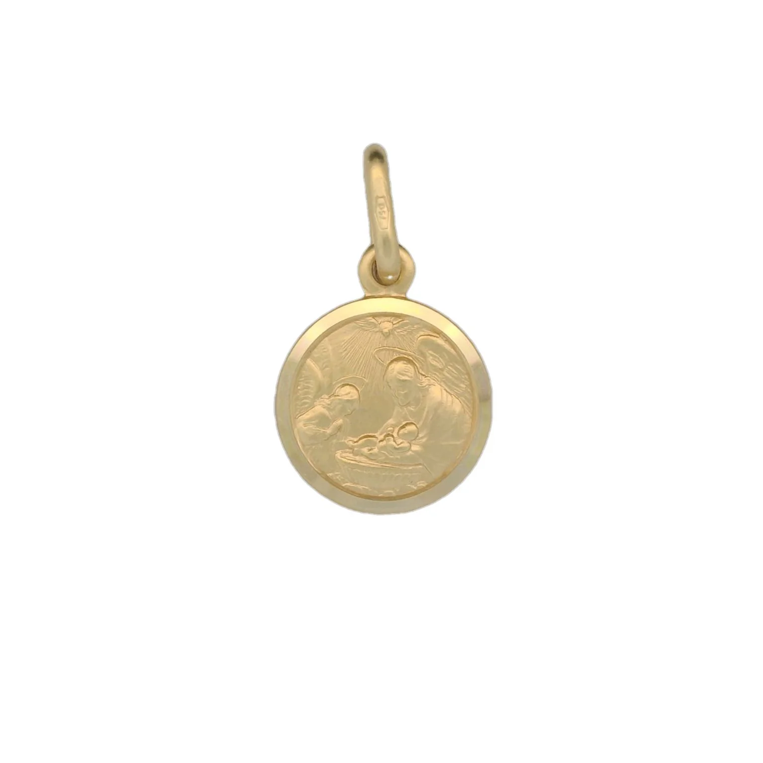 Italian 18K Coined Baptism Medal - 11MM