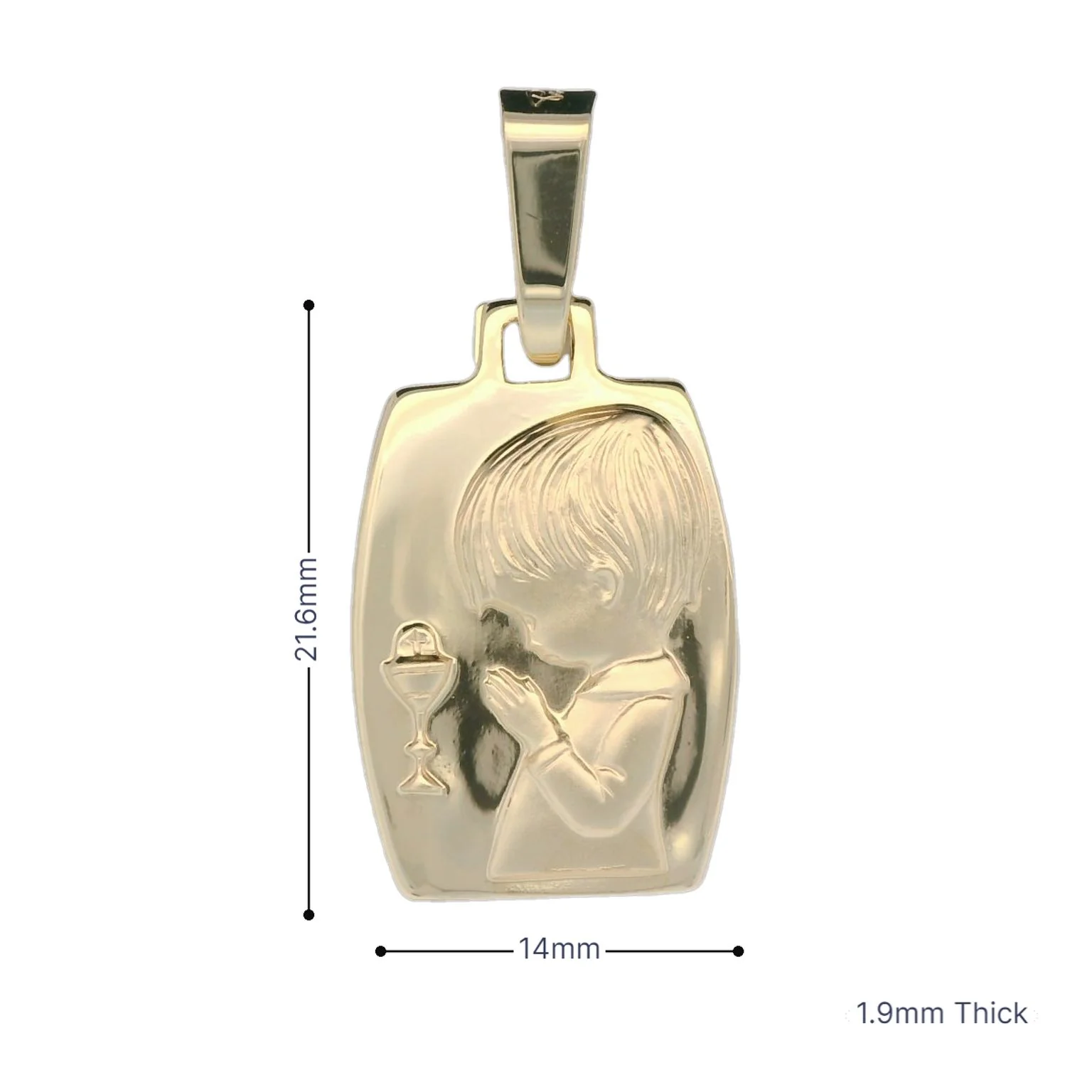 Italian 18K First Communion Child with Chalice Pendant - Image 3