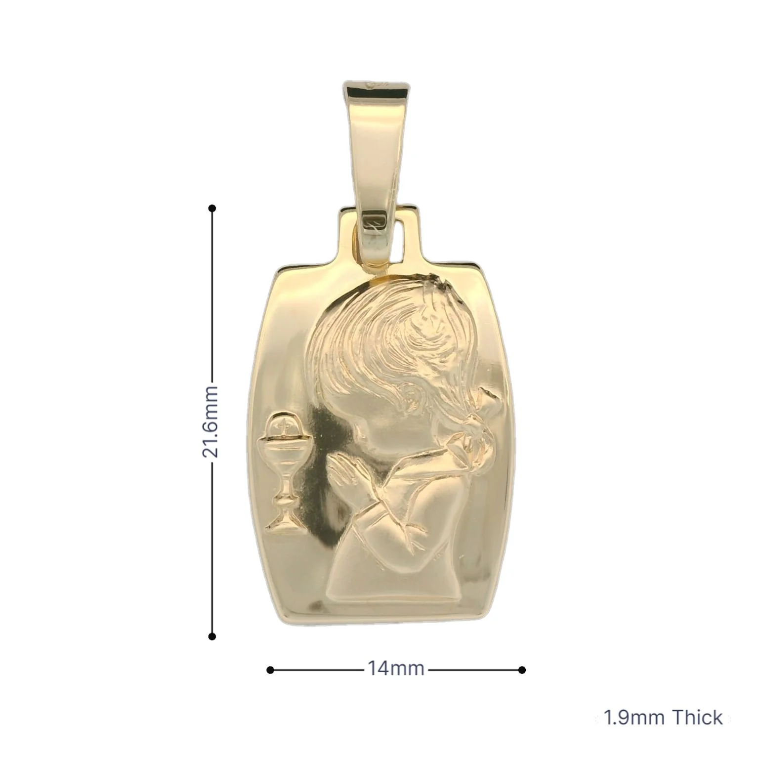 Italian 18K First Communion Girl with Chalice Pendant - Image 3
