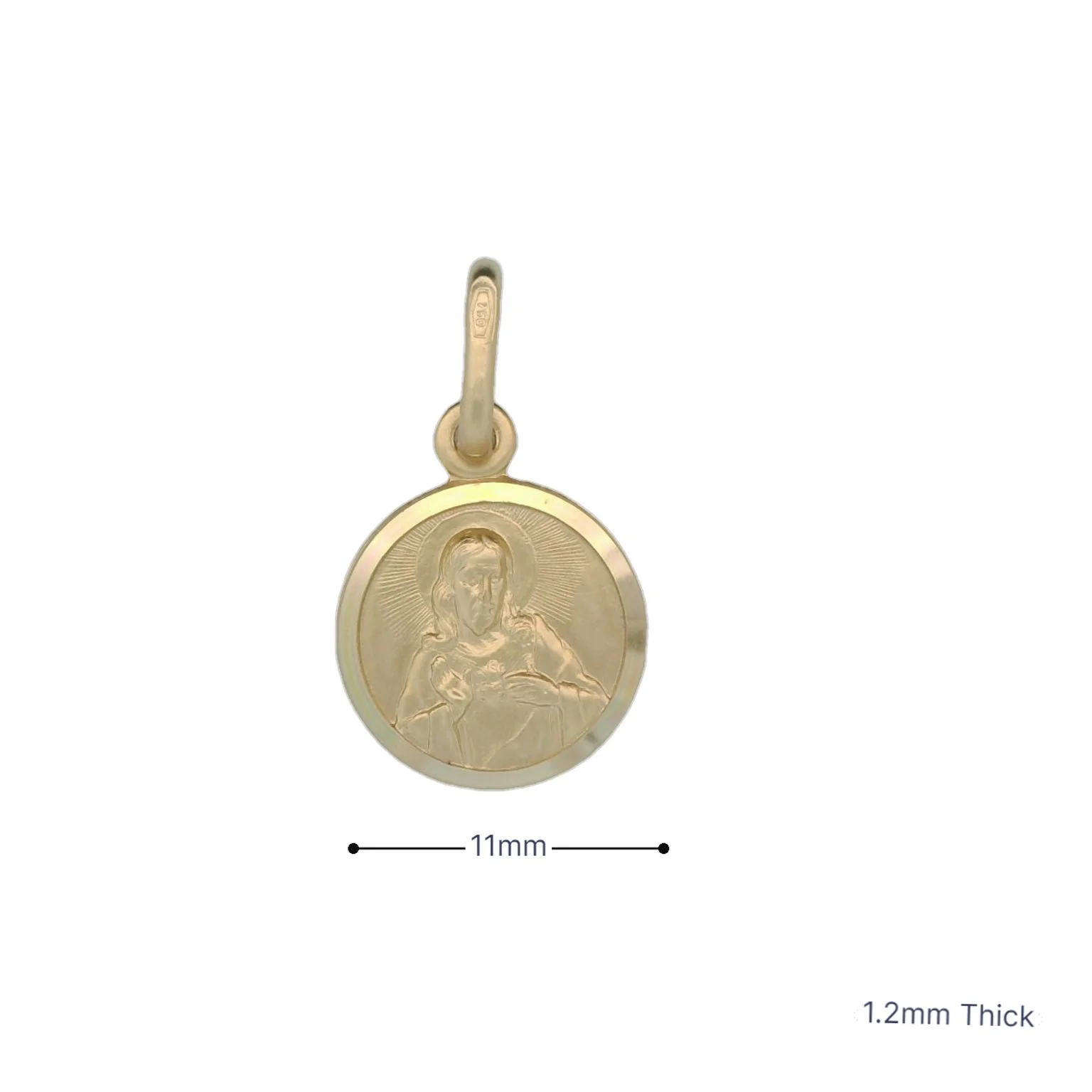 Italian 18K Coined Sacred Heart Medal - 11MM - Image 3