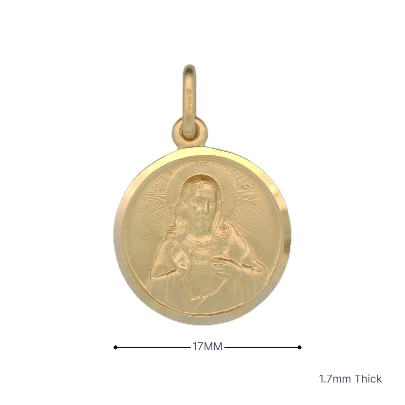 Italian 18K Coined Sacred Heart Medal - 17MM - Image 3