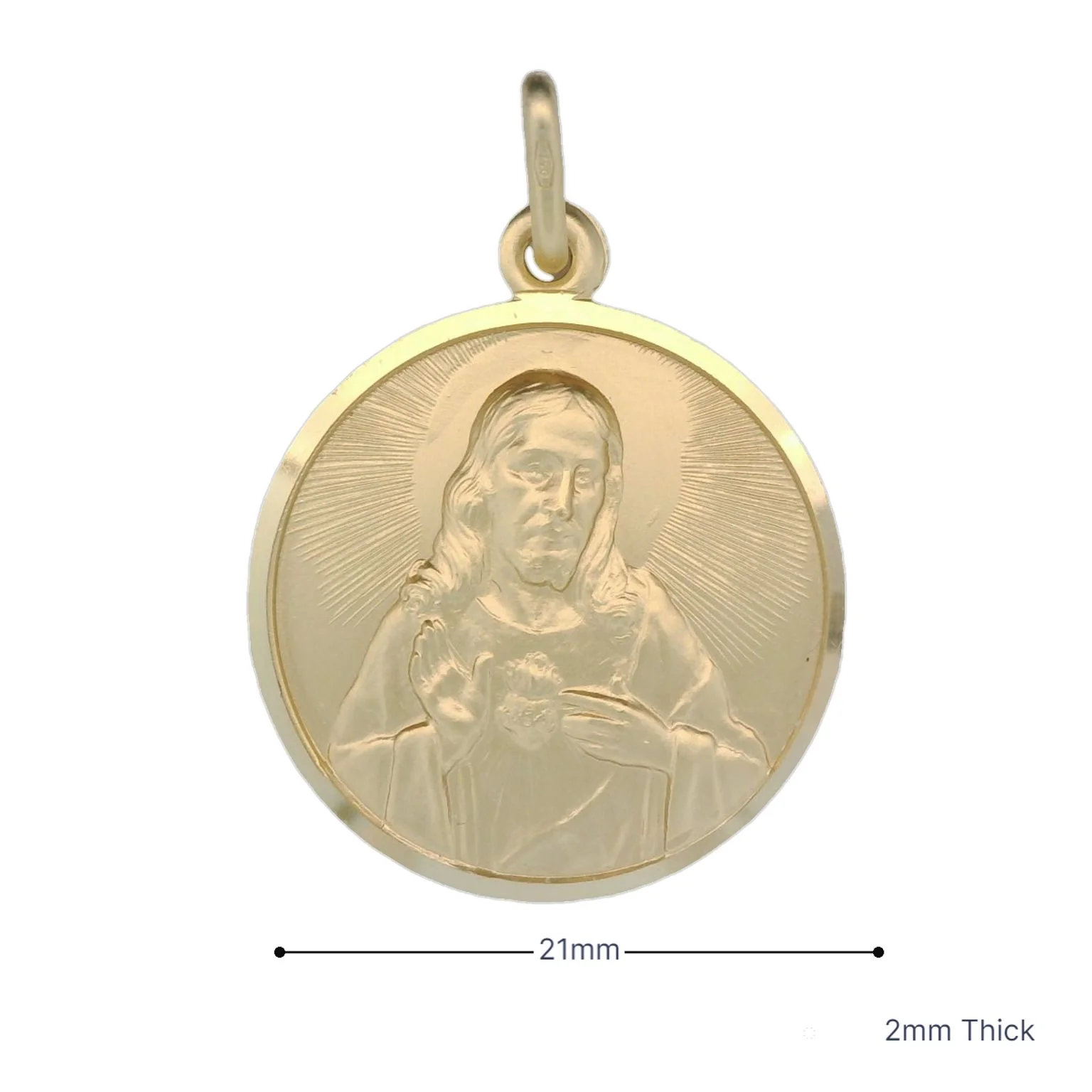 Italian 18K Coined Sacred Heart Pendant - 21MM - Image 3