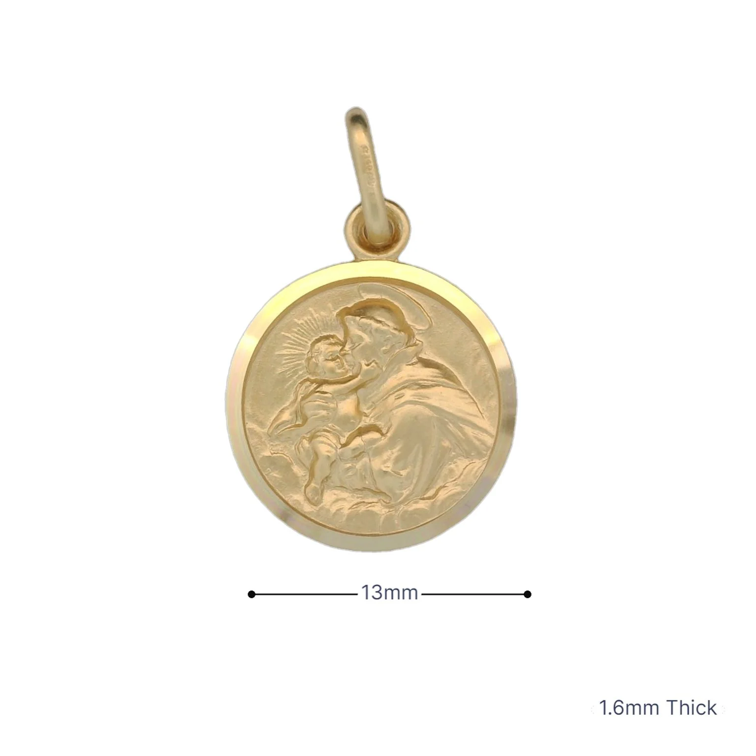 Italian 18K Coined St. Anthony Medal - 13MM - Image 3