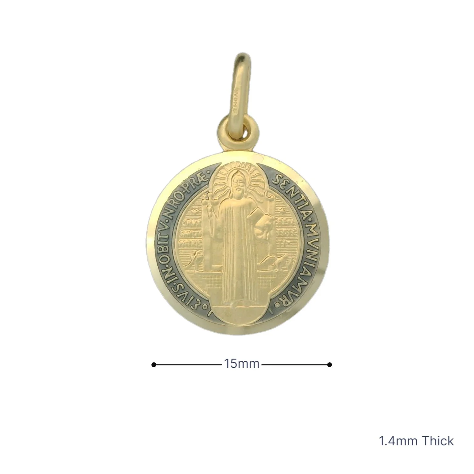 Italian 18K Coined St. Benedict Medal - 15MM - Image 3