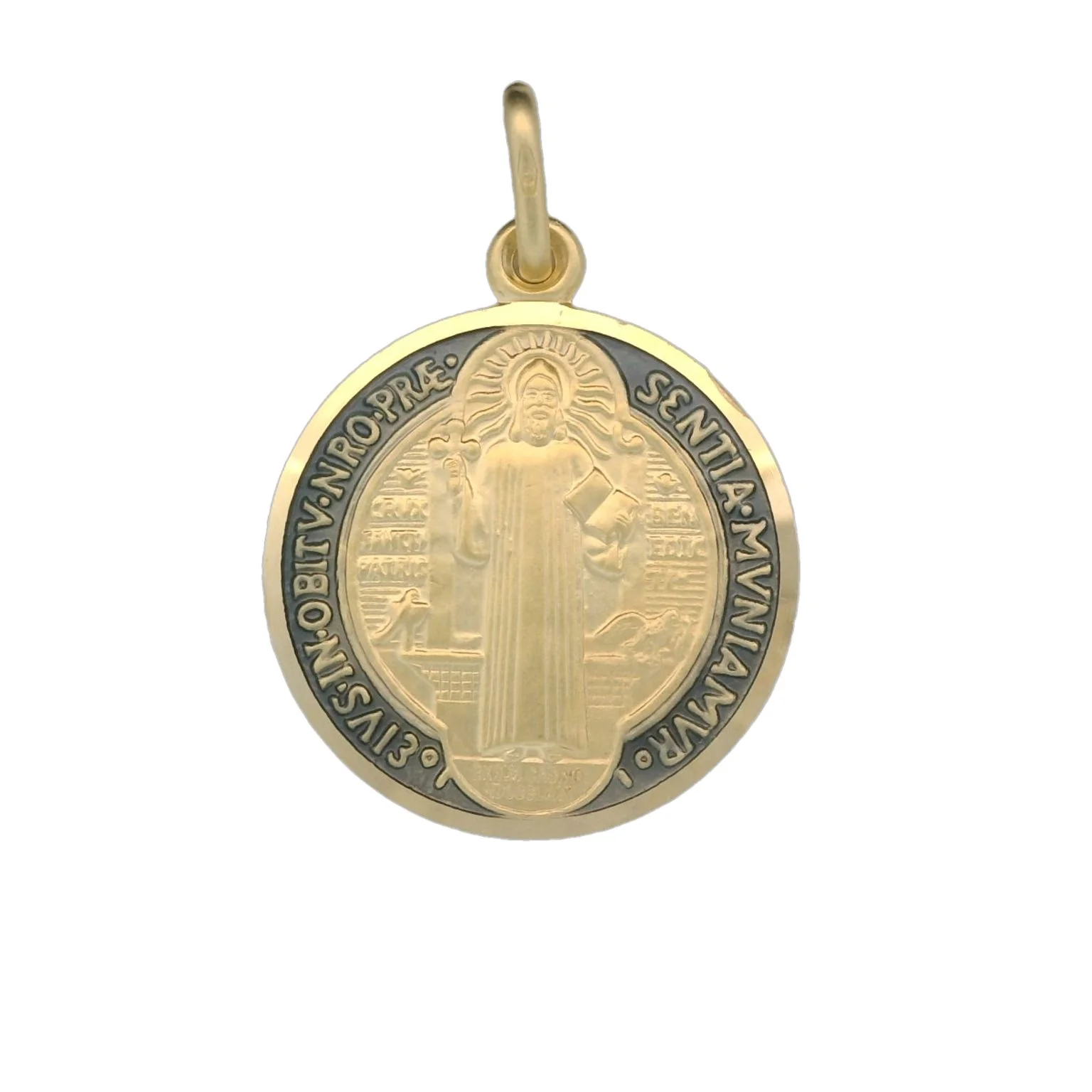 Italian 18K Coined St. Benedict Medal -19MM