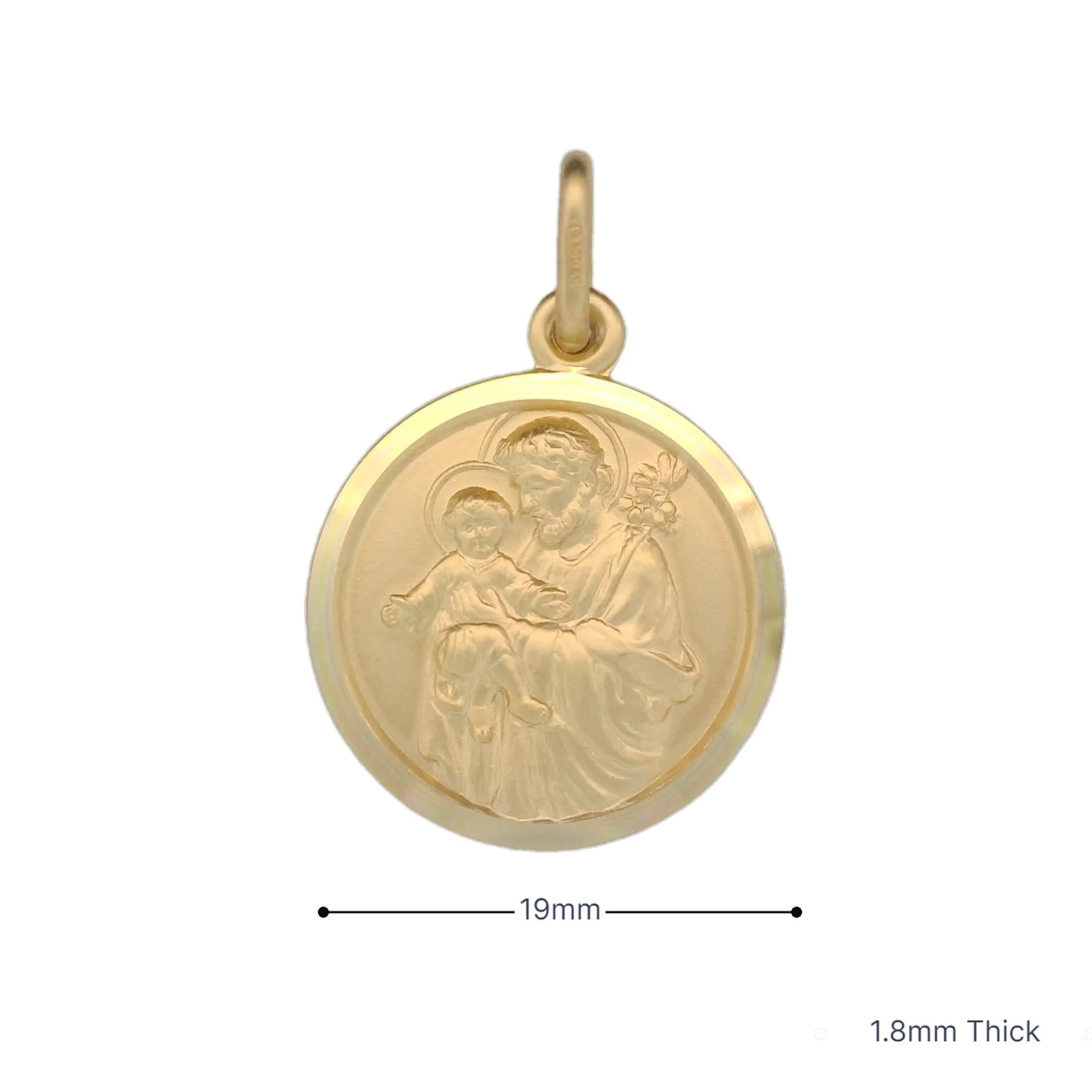 Italian 18K Coined St. Joseph Medal - 19MM - Image 3