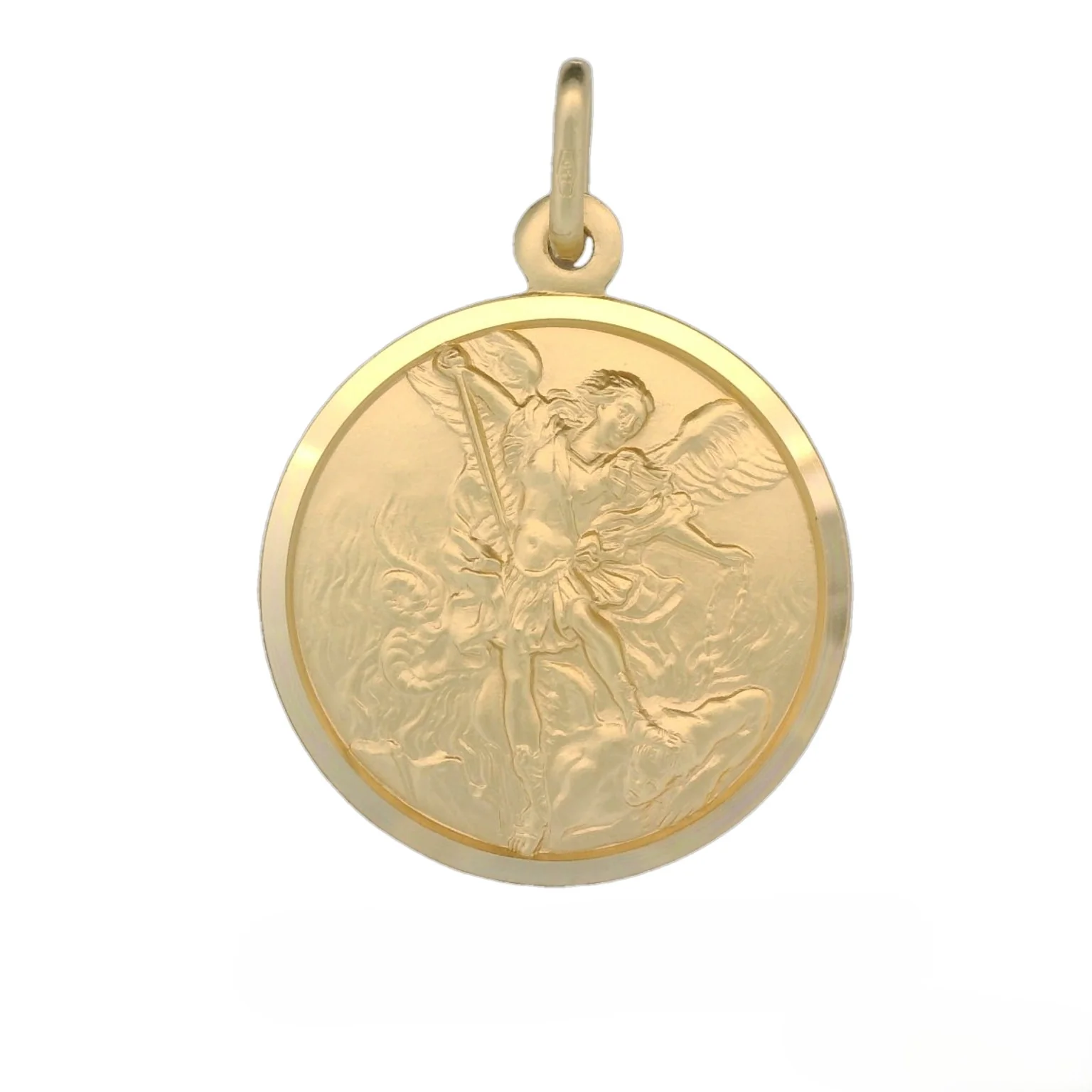 Italian 18K Coined St. Michael 21MM Medal - 21MM