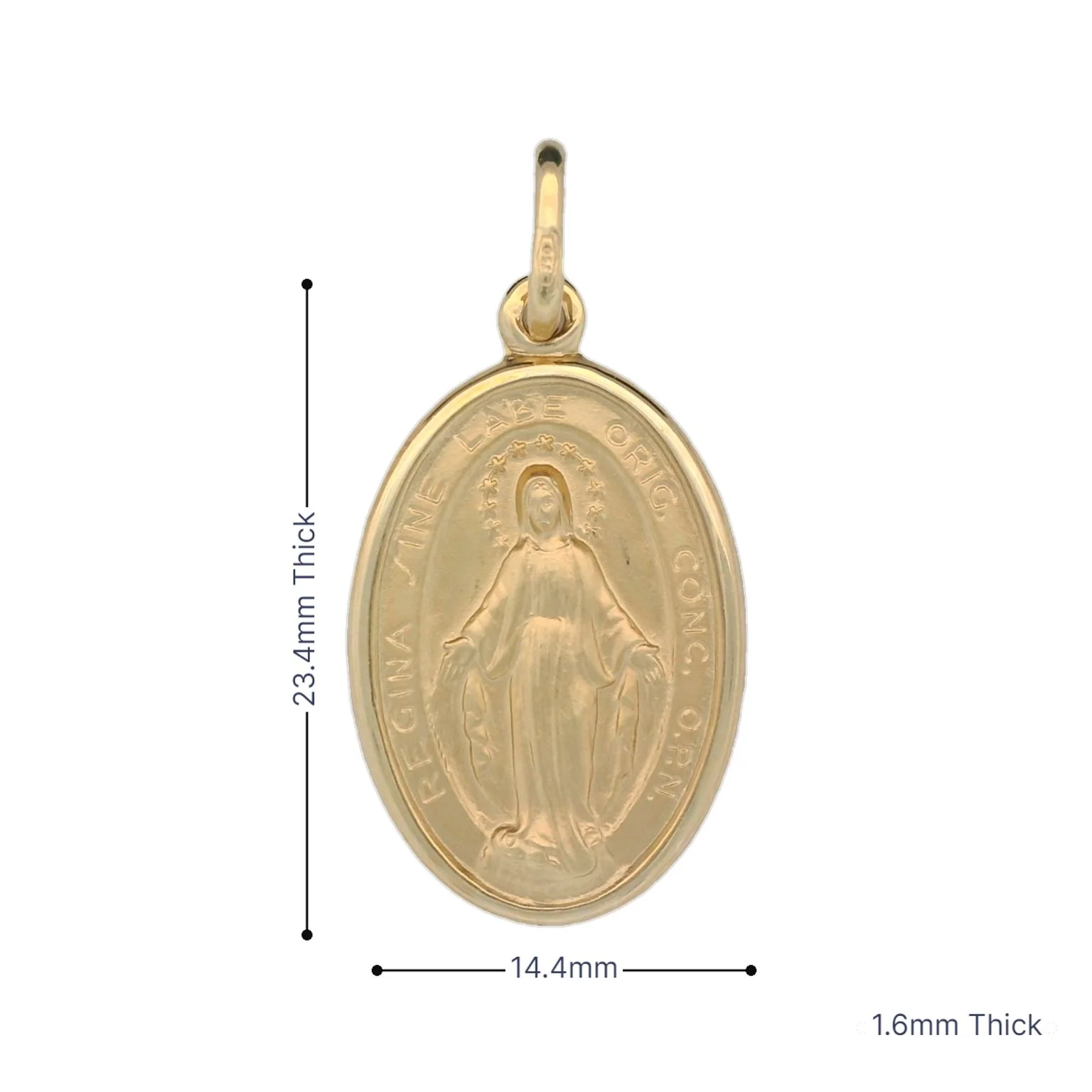 Italian 18K Coined Oval Miraculous Medal - Image 3