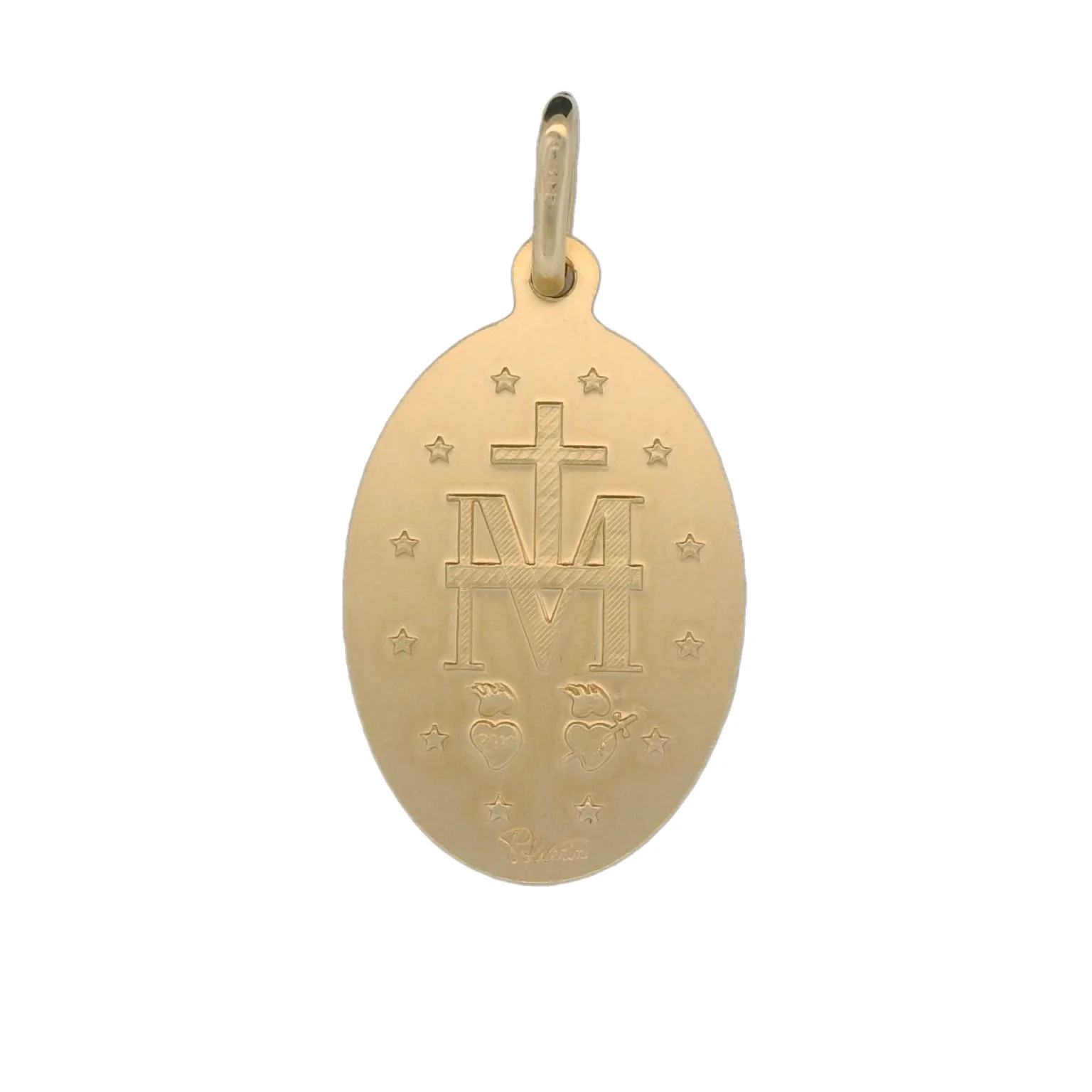 Italian 18K Coined St. Regina Oval Miraculous Medal - Image 2