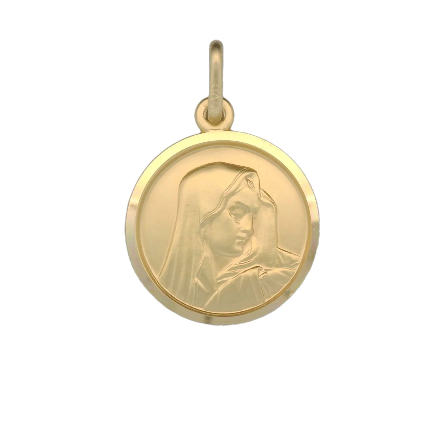 Italian 18K Coined Virgin Mary Medal - 17MM