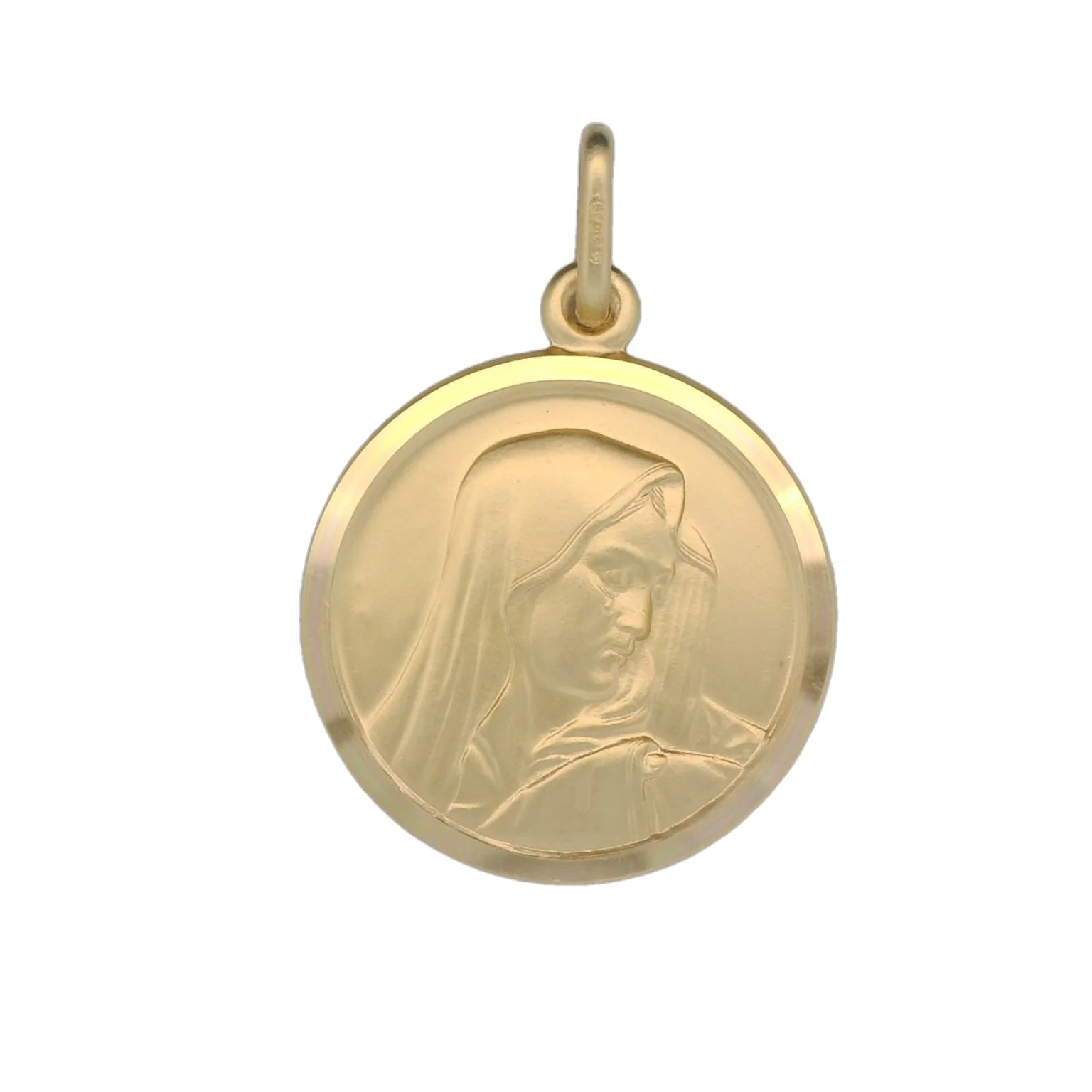 Italian 18K Coined Virgin Mary Medal - 19MM