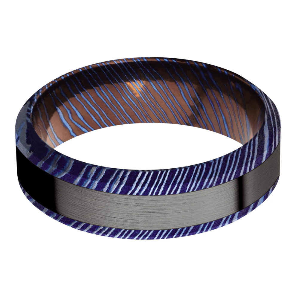 Lashbrook Titanium Damascus High Bevel Satin Etched Ring - Image 3