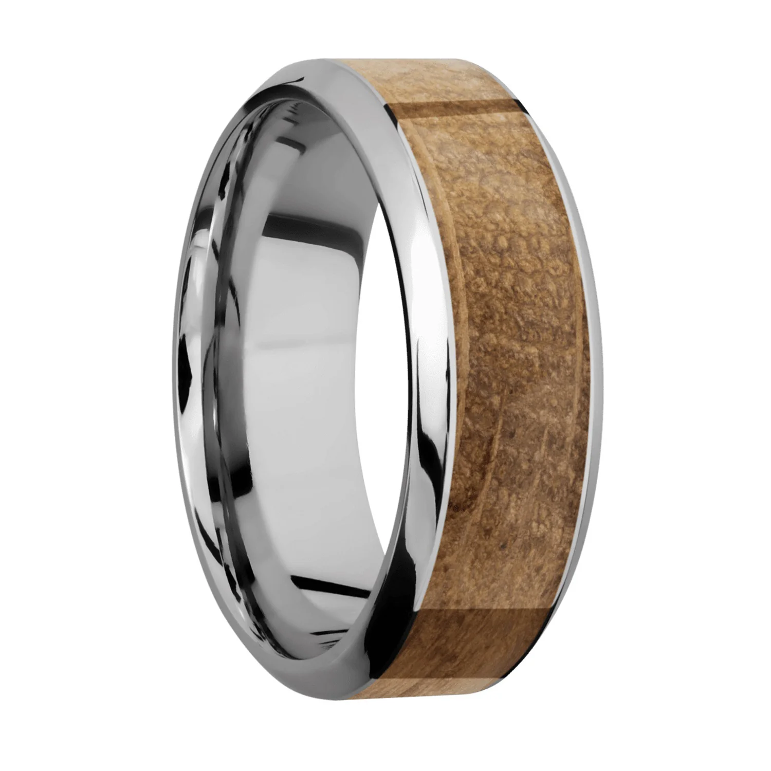 Lashbrook Titanium Gents Beveled Whiskey Barrel Ring - Image 2