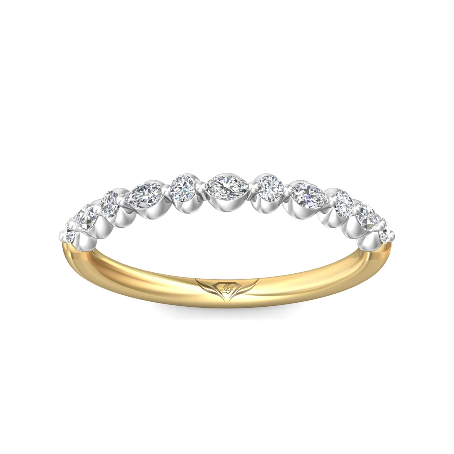14K Two-Tone Diamond Wedding Band - Image 2