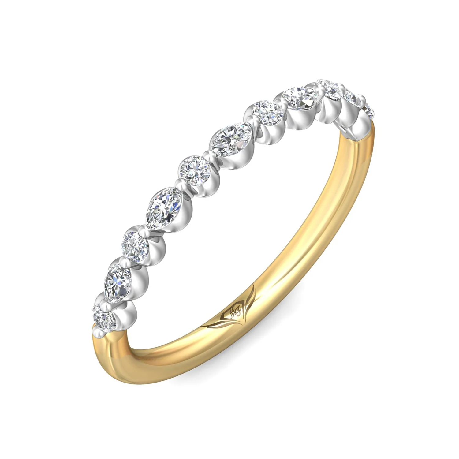 14K Two-Tone Diamond Wedding Band - Image 3