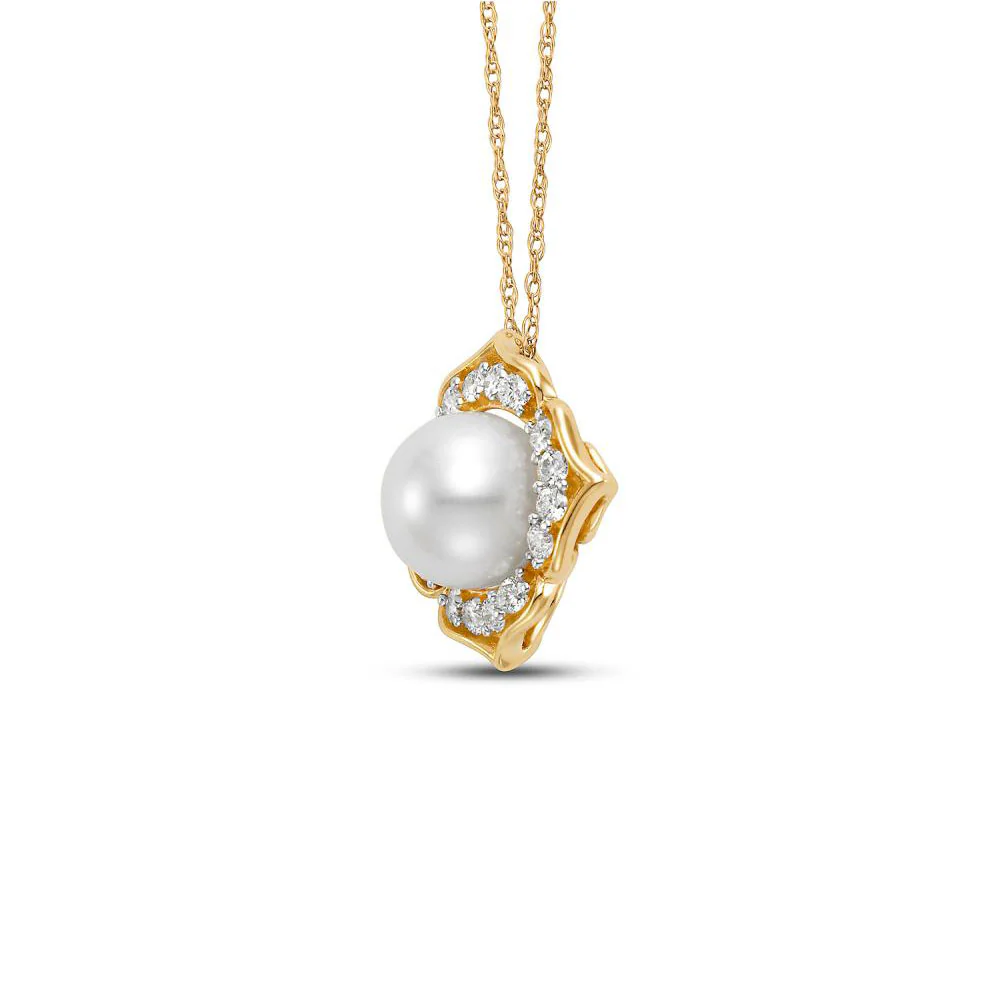 Mastoloni 14K White Freshwater Pearl and Diamond Pendant - Image 2