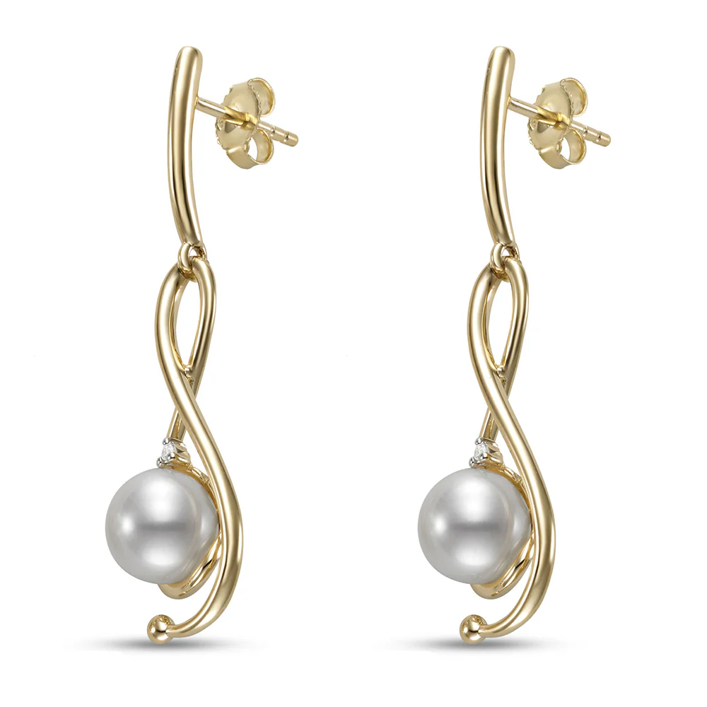 Mastoloni 14K Pearl and Diamond Drop Earrings - Image 2