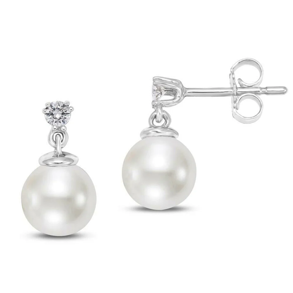 Mastoloni 14K Pearl and Diamond Earrings - Image 2