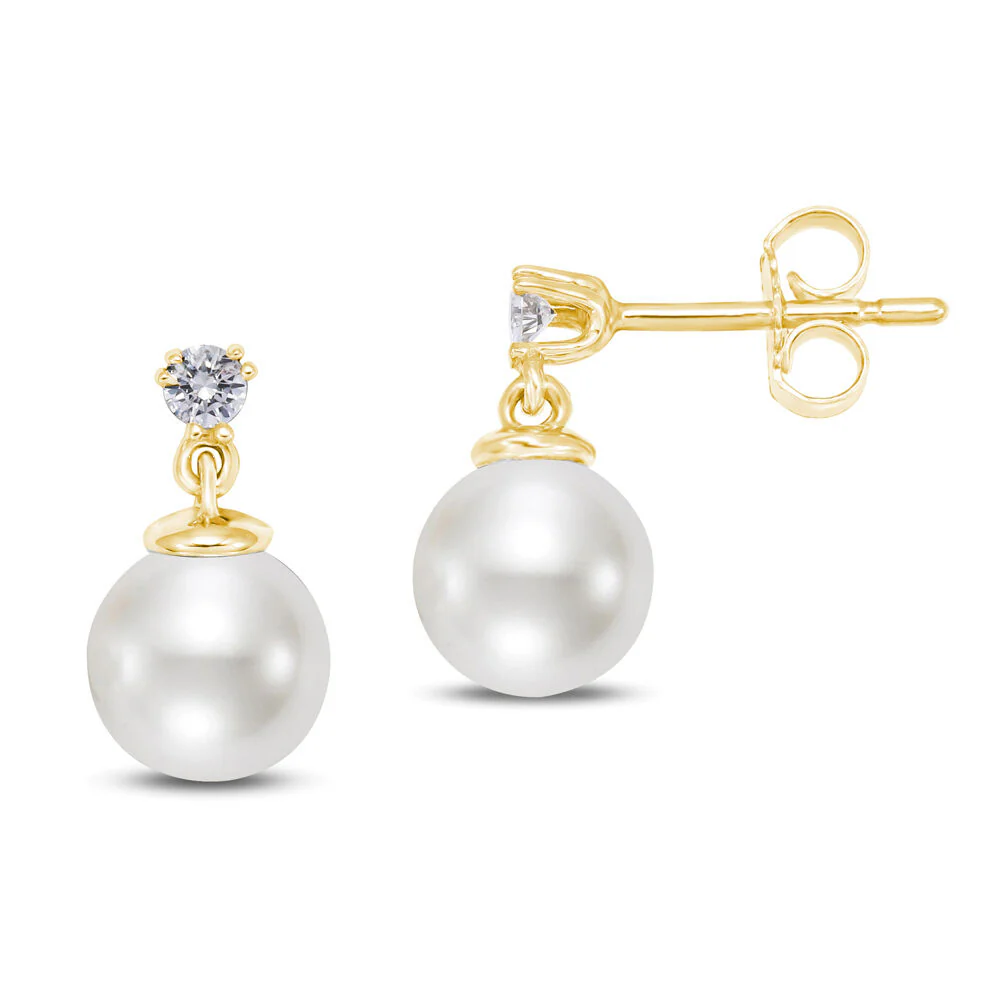 Mastoloni 14K Pearl and Diamond Earrings - Image 2