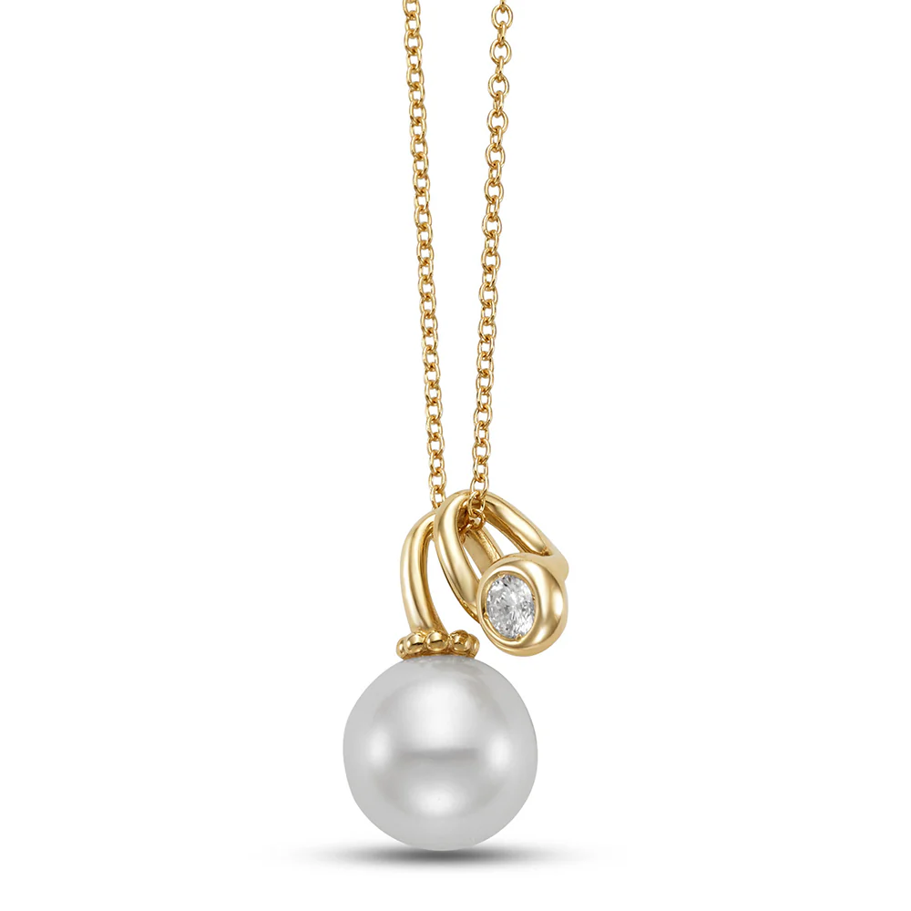 Mastoloni 14K Pearl and Diamond Pendant Necklace - Image 2