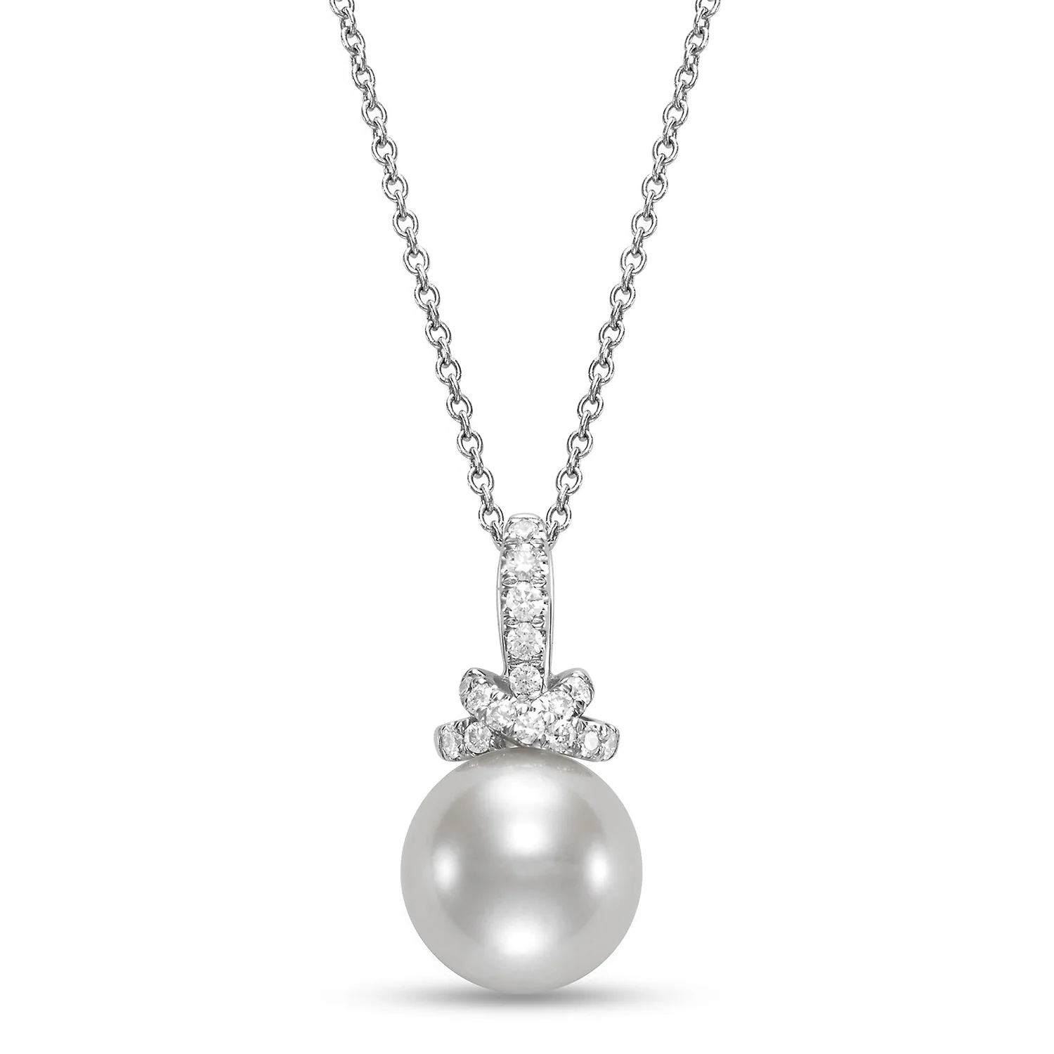 Mastoloni 14K Pearl and Diamond Pendant with Chain