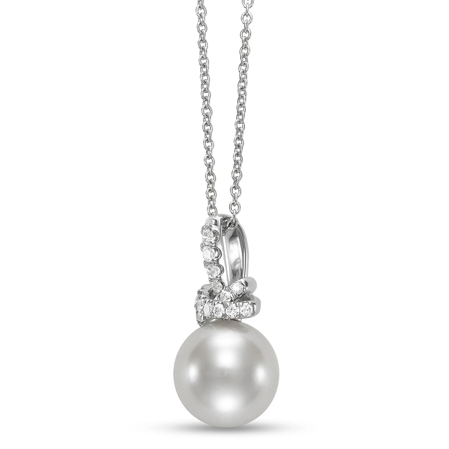 Mastoloni 14K Pearl and Diamond Pendant with Chain - Image 2