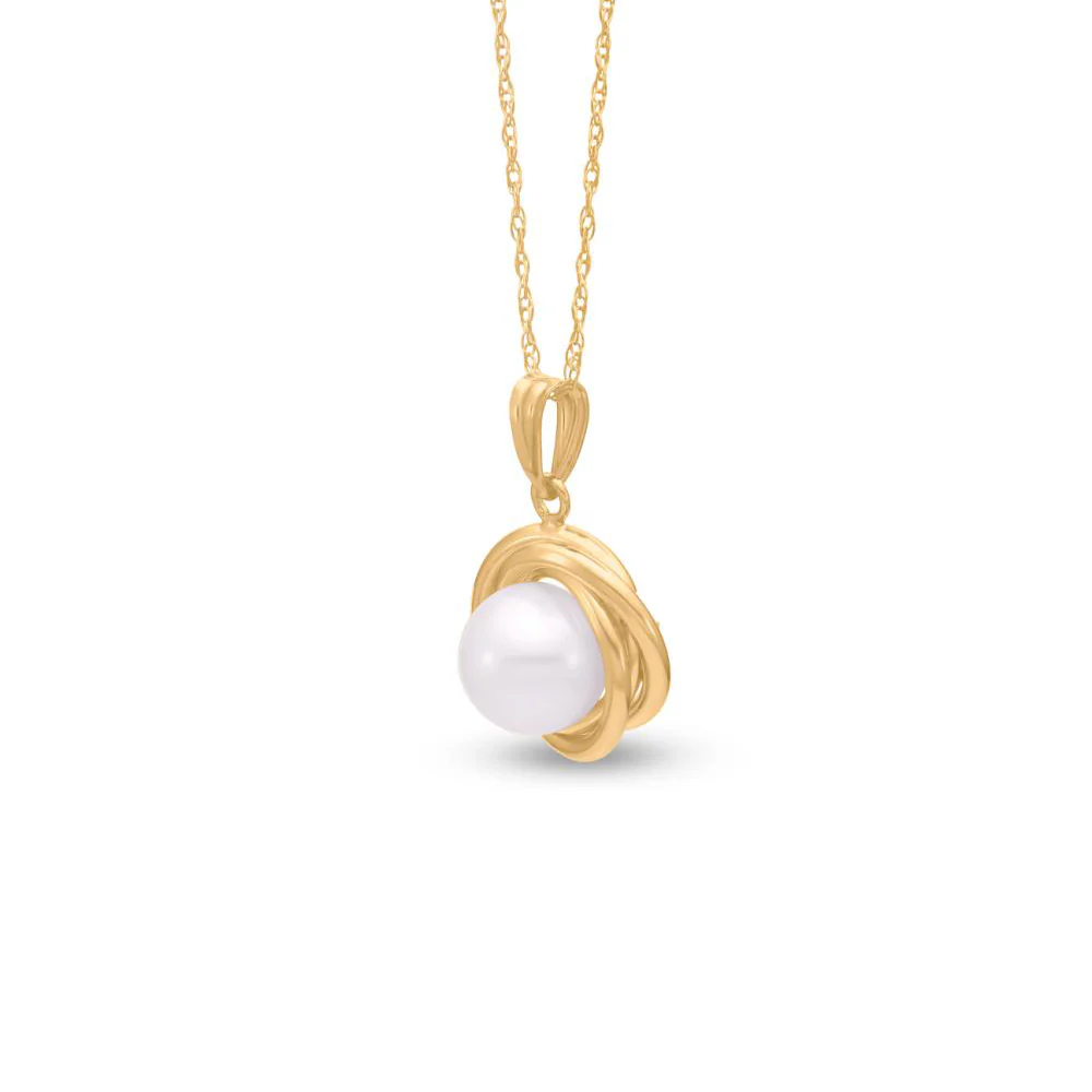 Mastoloni 14K Pearl Love Knot Pendant Necklace - Image 2