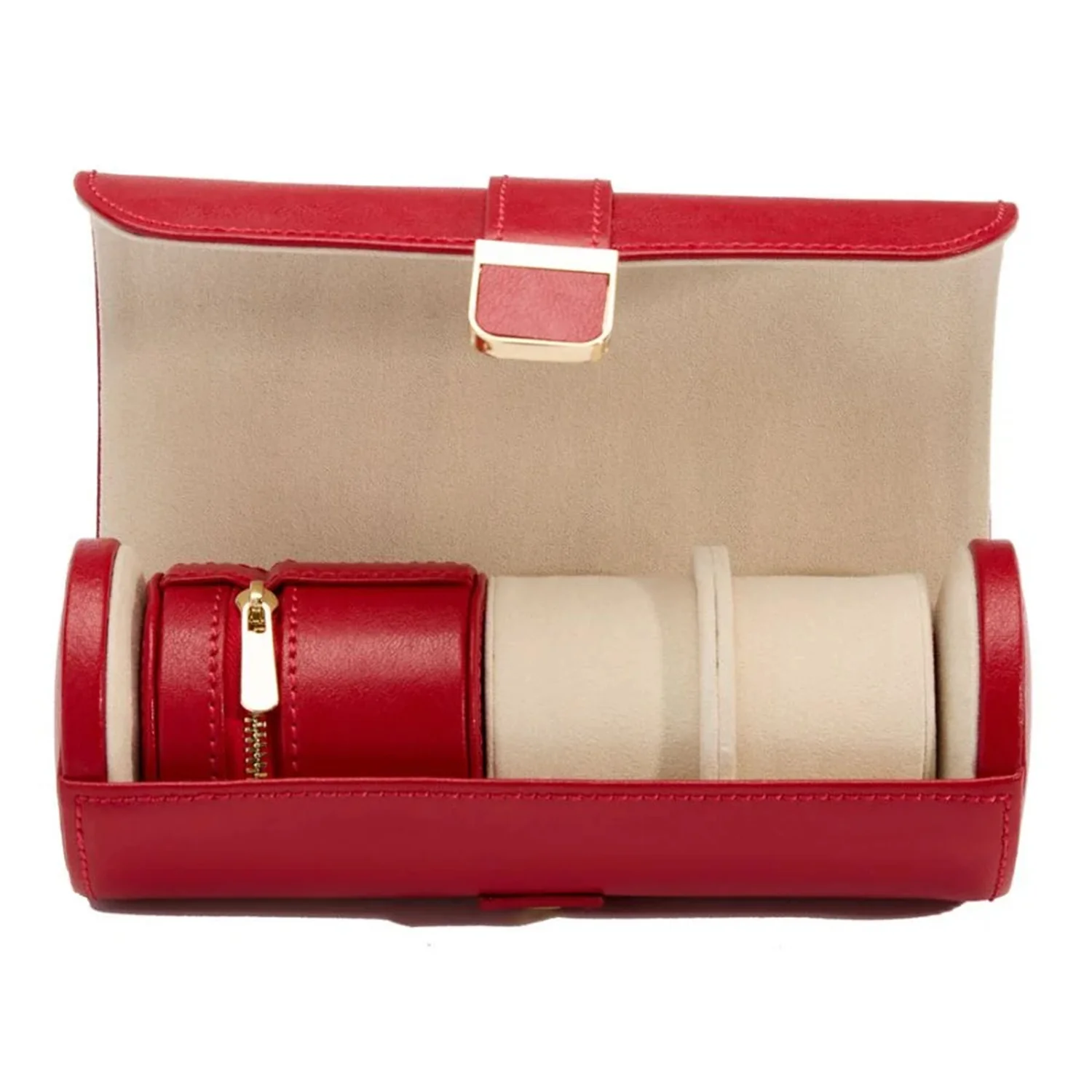 Palermo Red Double Watch Roll with Jewelry Pouch - Image 3