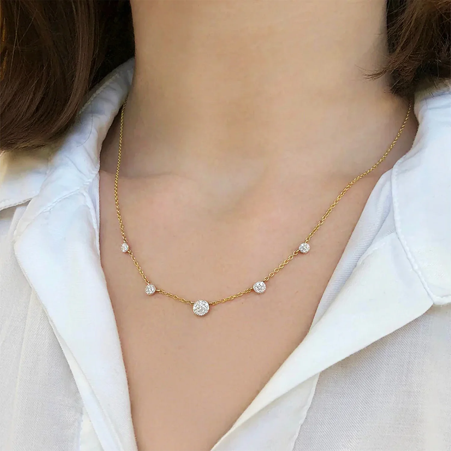 Phillips House 14K Diamond Graduated Station Micro Infinity Necklace - Image 2