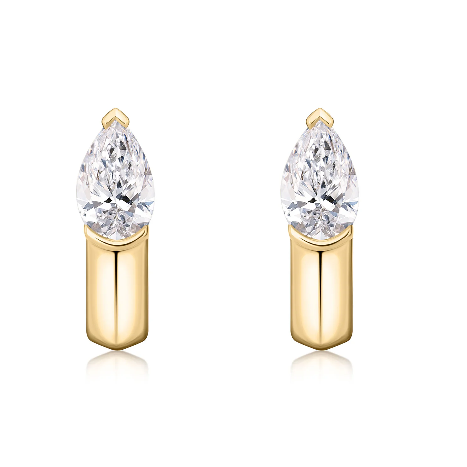 Phillips House 18K and Platinum Pear Shape Diamond & Sapphire Mood Huggies - Image 3