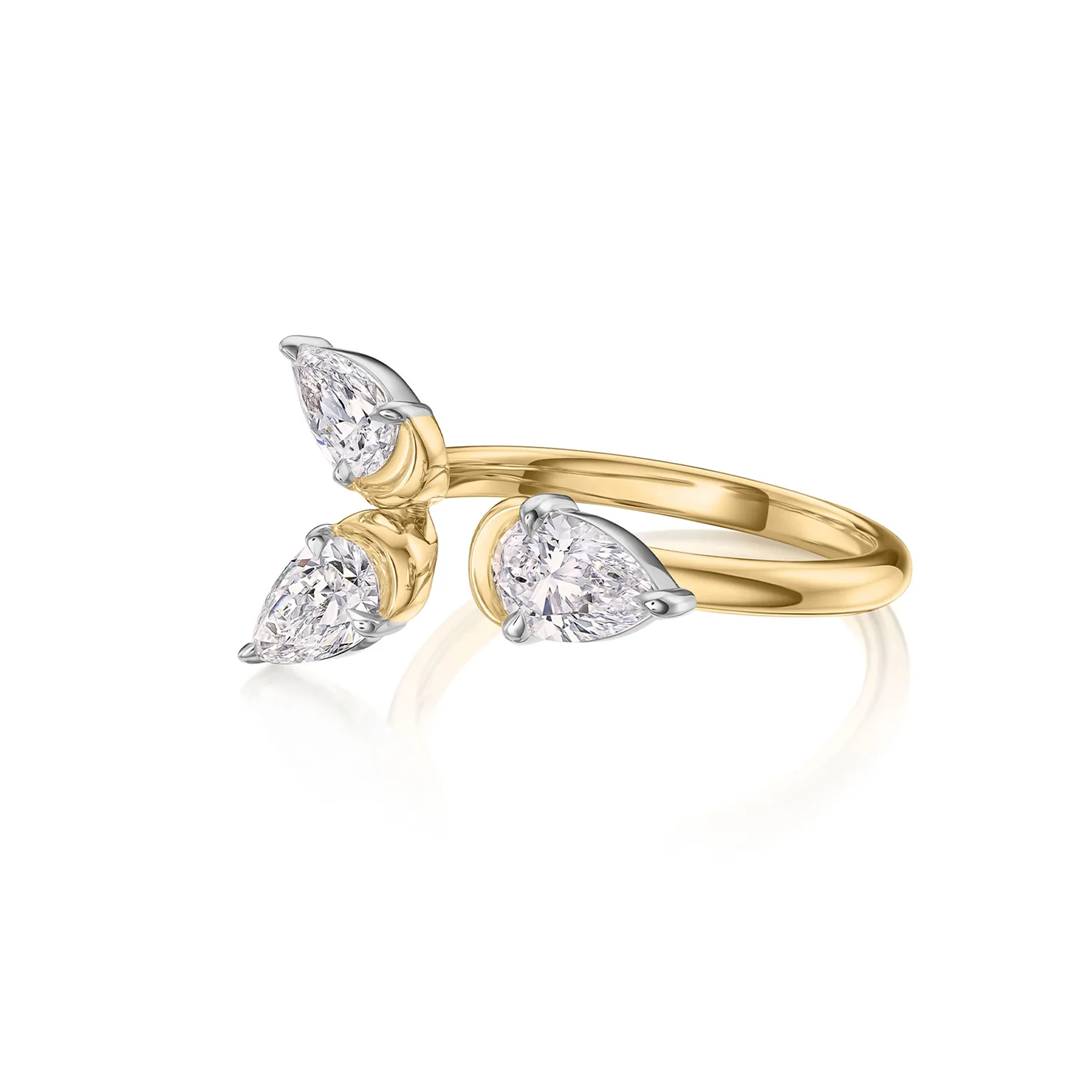 Phillips House 18K & Platinum Graduated Pear Shape Diamond Open Cuddle Triple Ring - Image 2