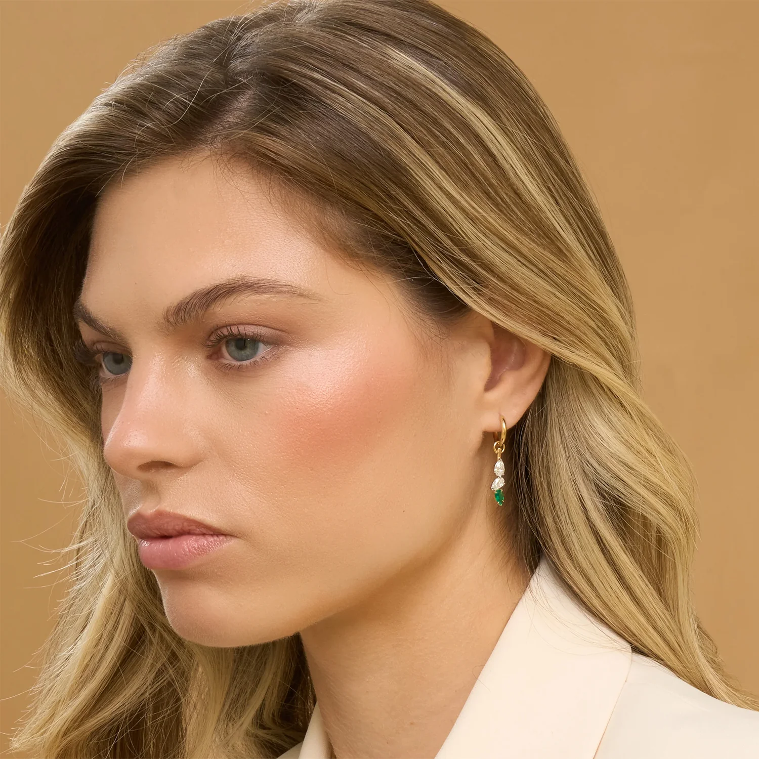 Phillips House Platinum & 18K Emerald & Diamond Triple Drop Earrings - Image 3