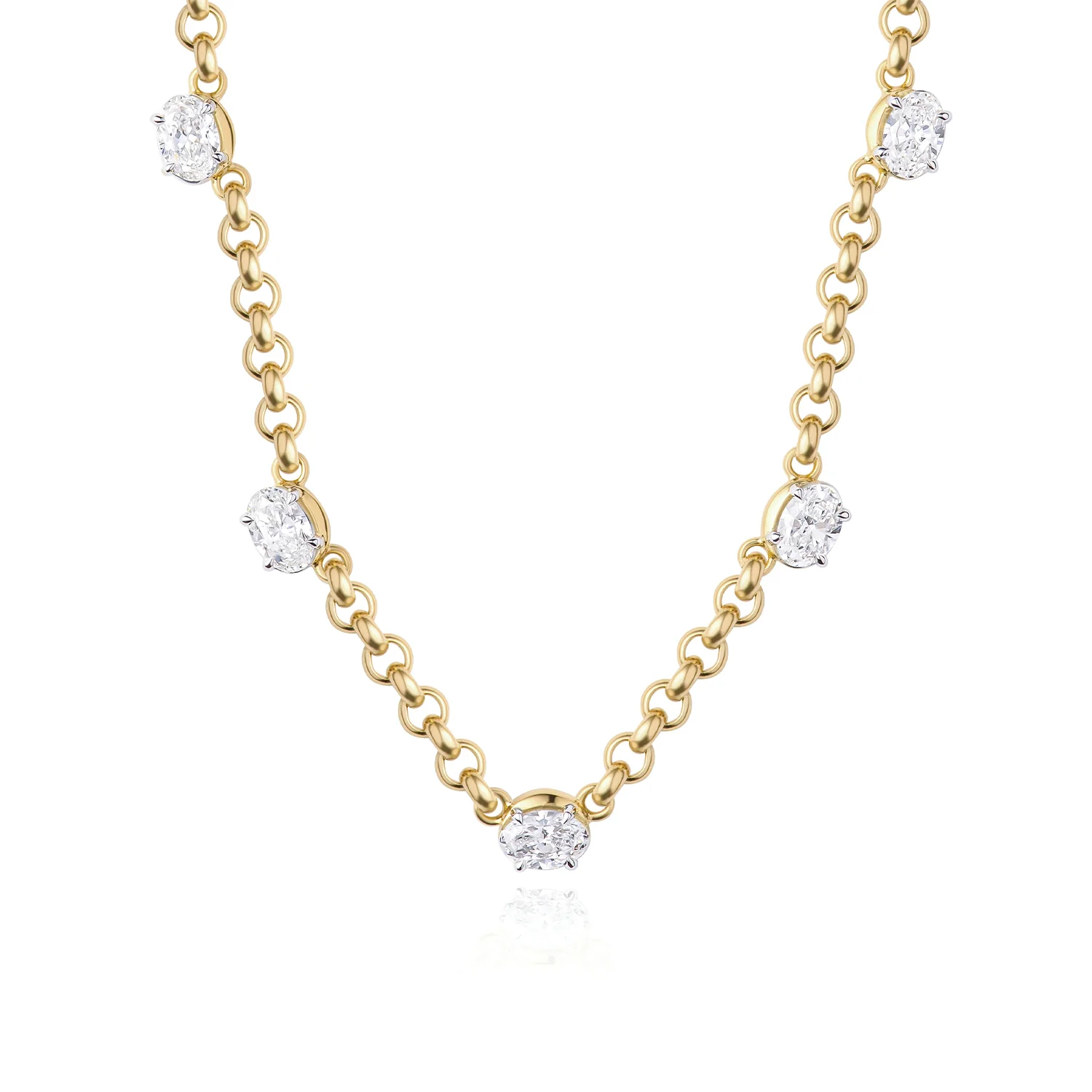 Phillips House Platinum & 18K Oval Diamond Cuddle Five Station Necklace