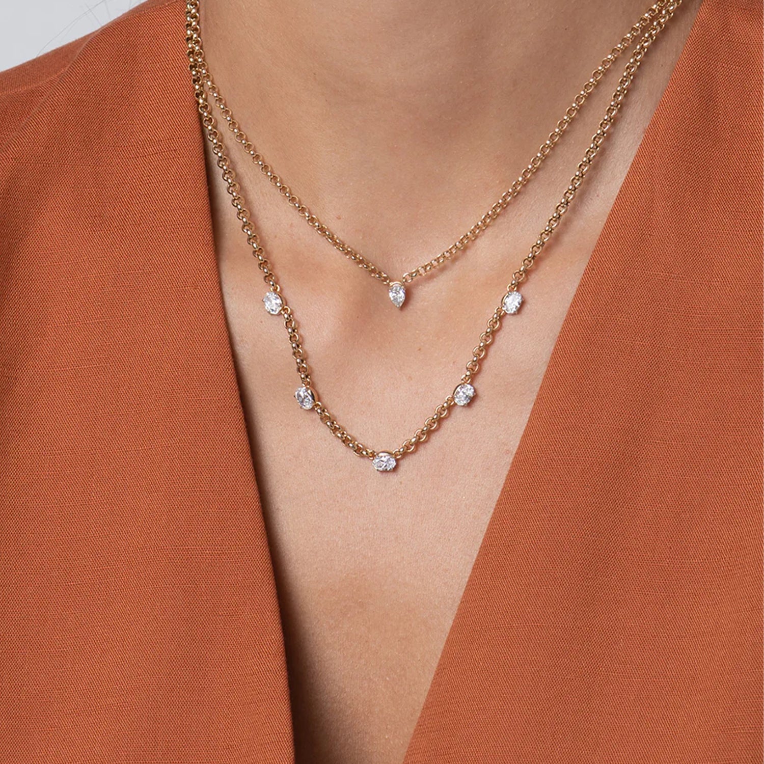 Phillips House Platinum & 18K Oval Diamond Cuddle Five Station Necklace - Image 2