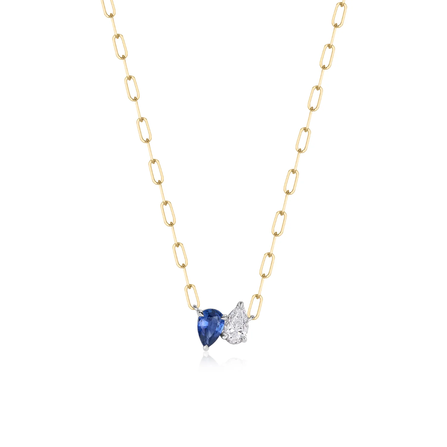 Phillips House Platinum and 18K Diamond & Sapphire Up Down Pear Necklace