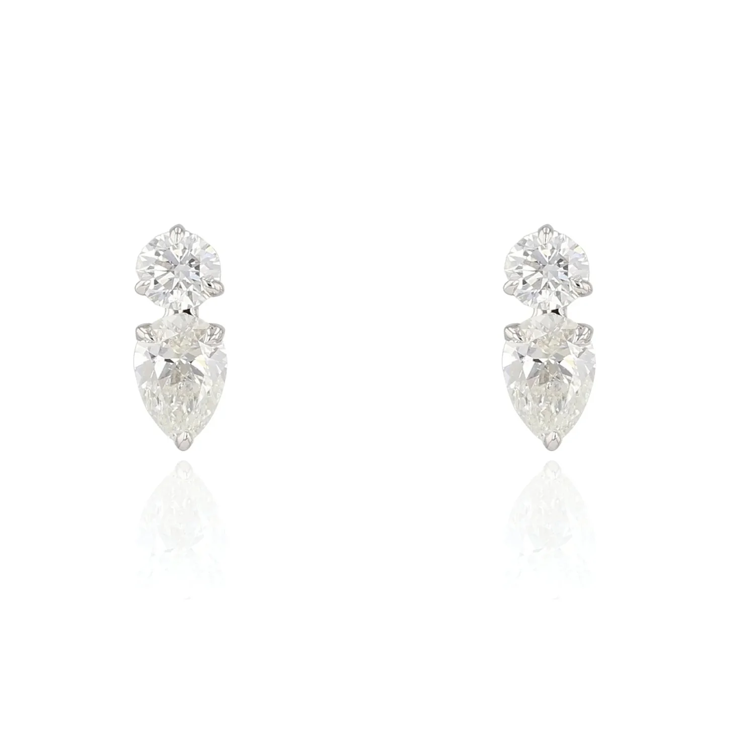 Phillips House Platinum Round and Pear Stud Earrings